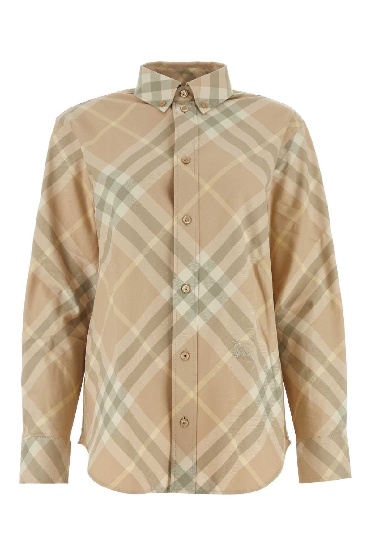 image of Burberry Embroidered Cotton Shirt in Printed, Women's (Size Small)