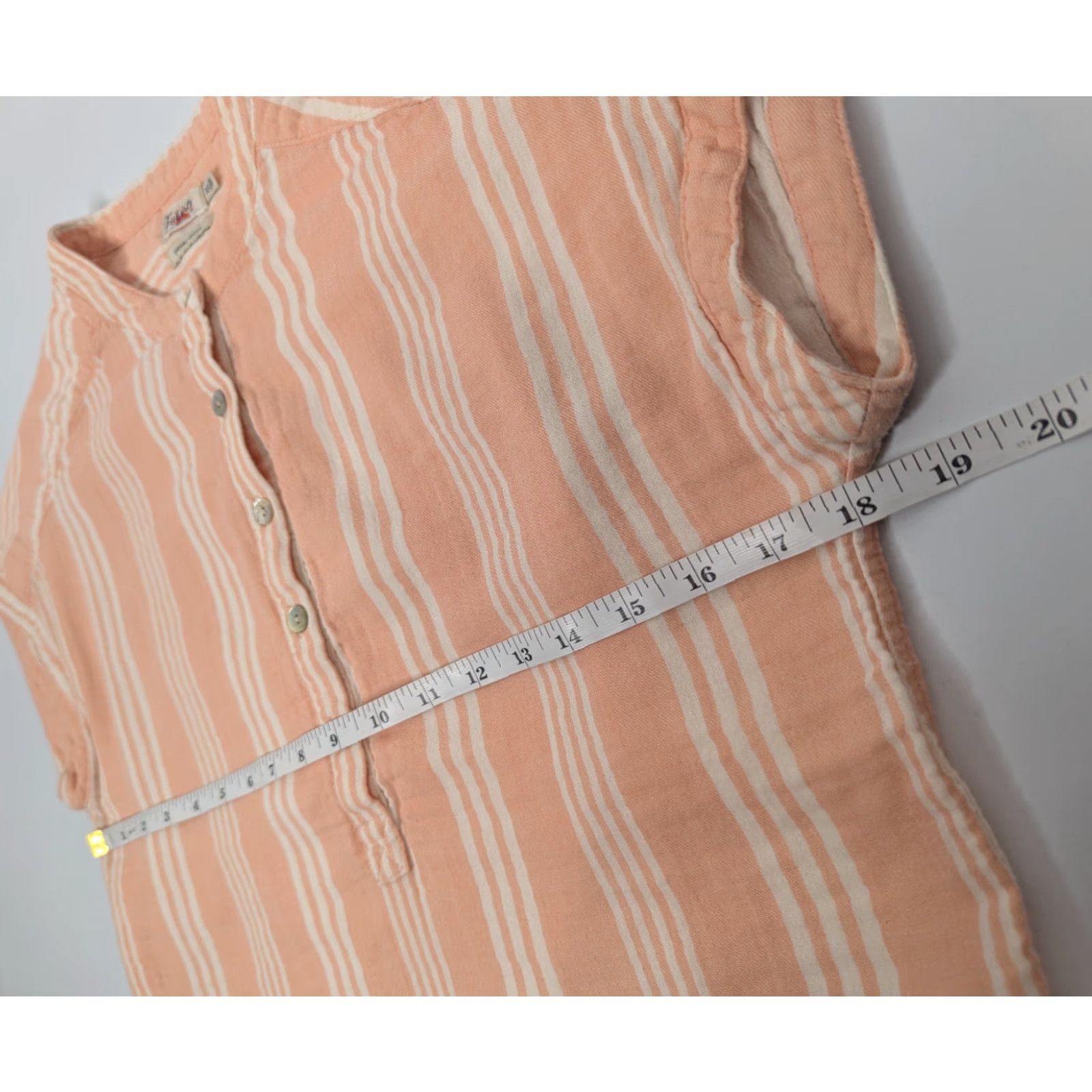 Faherty Faherty Desmond Shirt Top Women's XS Peach Stripe Dream Cotton Gauze Blouse Short Sleeve Casual Wear Size XS / US 0-2 / IT 36-38 - 4 Thumbnail