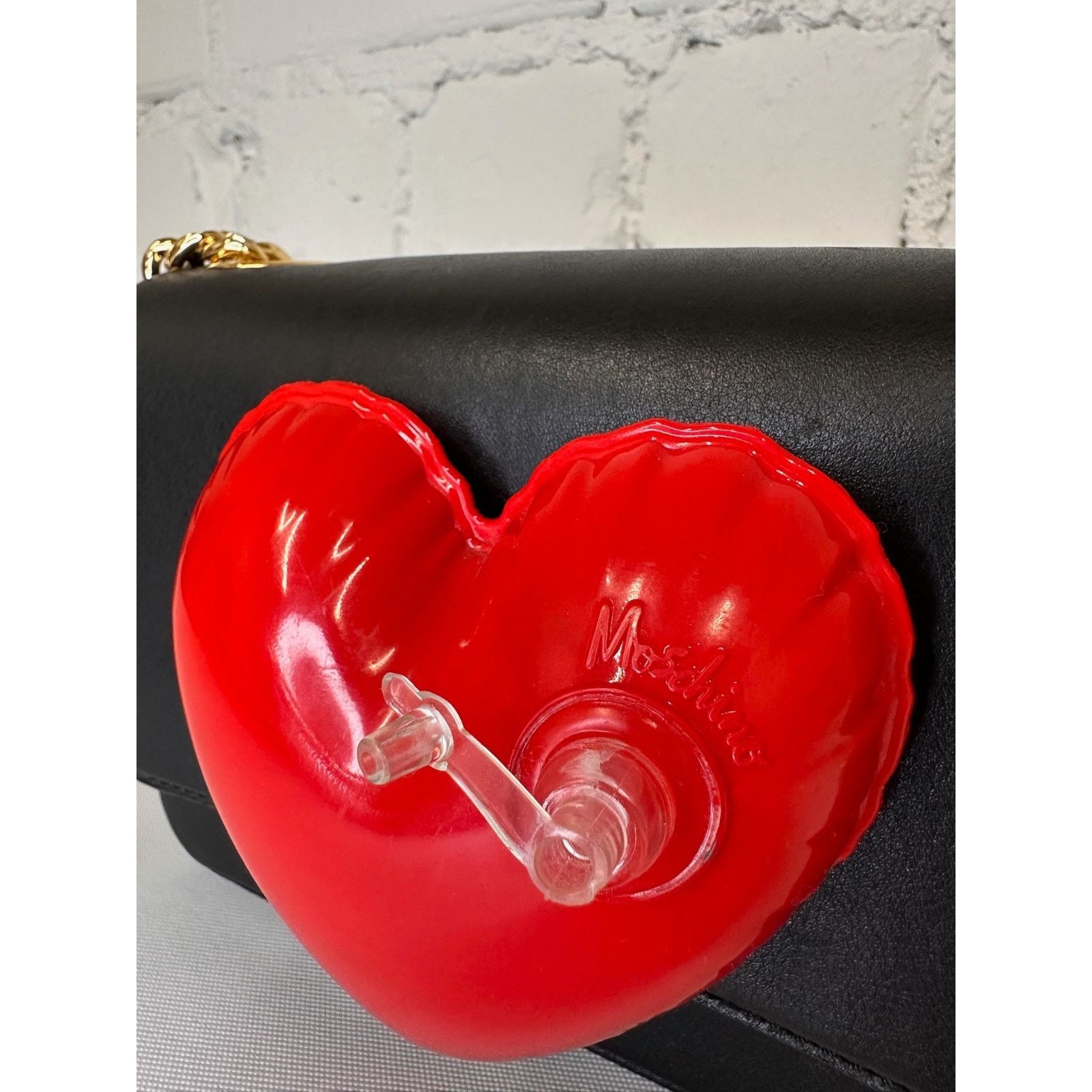 Moschino SS23 MOSCHINO Couture Jeremy Scott Black Leather Red Heart Size ONE SIZE - 12 Thumbnail