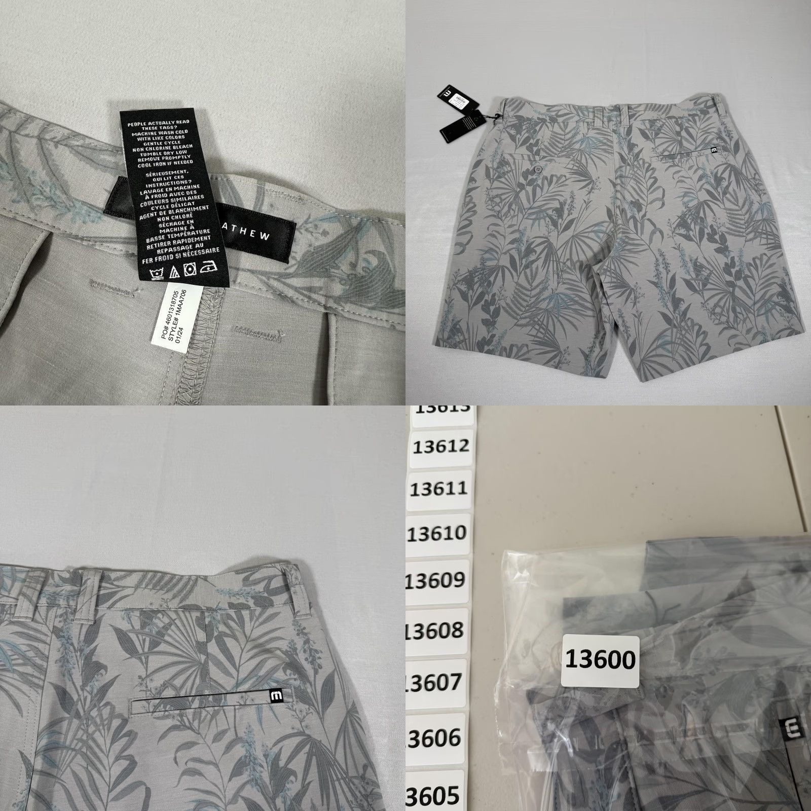 TravisMathew Travis Mathew Shorts 36 Gray Floral Print Chino Lightweight Stretch Eco Golf Men Size US 36 / EU 52 - 8 Thumbnail
