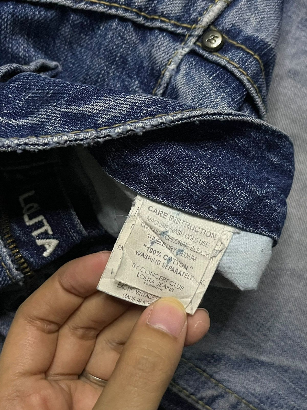 Hysteric Glamour Vintage Lolita Faded Distressed Low Rise Flare Jeans Size 32" / US 10 / IT 46 - 5 Thumbnail