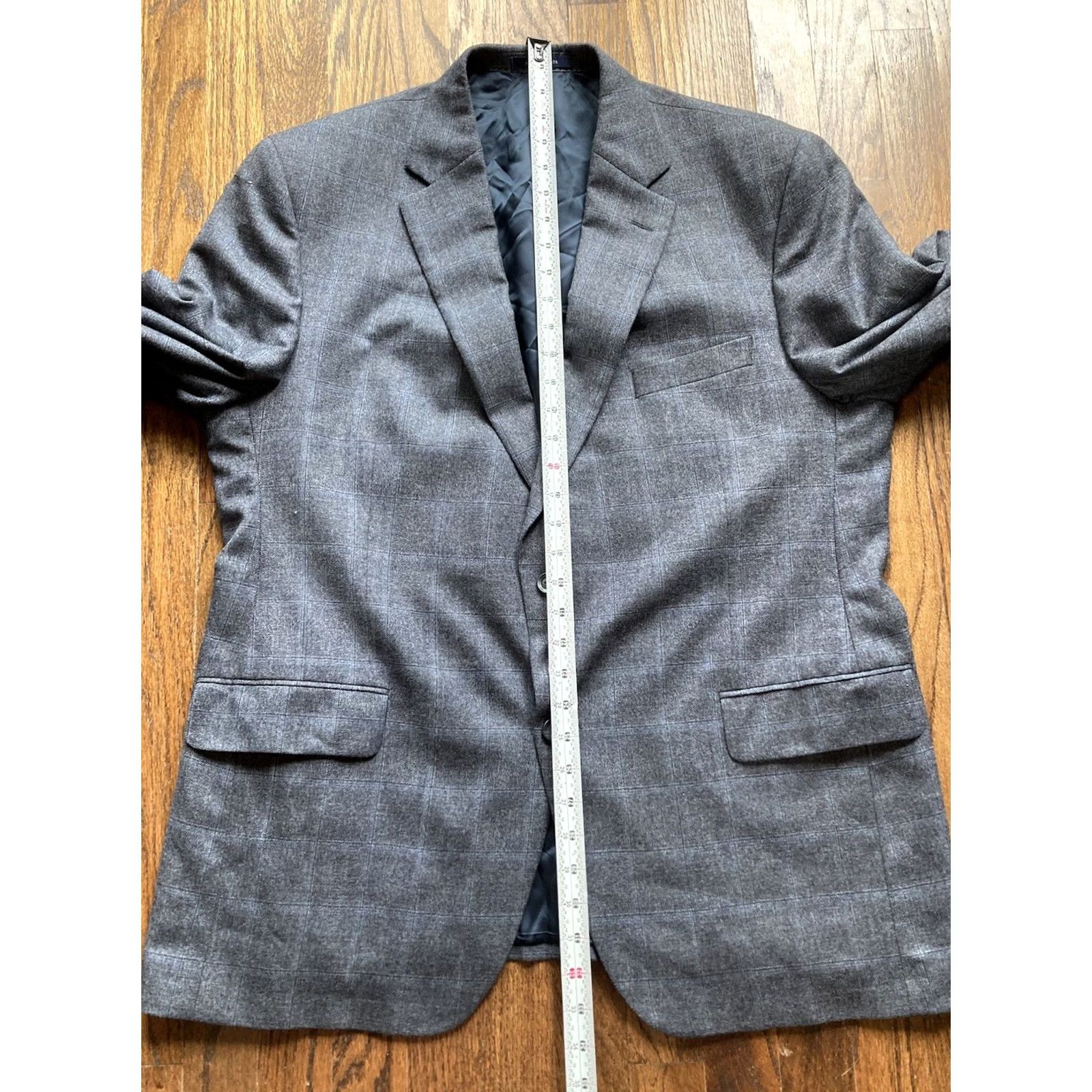 Loro Piana Daniel Cremieux Sport Coat Gray Wool Blazer 46R Windowpane Notch Lapel Single-Breasted Two-Button Vintage? No Mens Size 46R - 6 Thumbnail