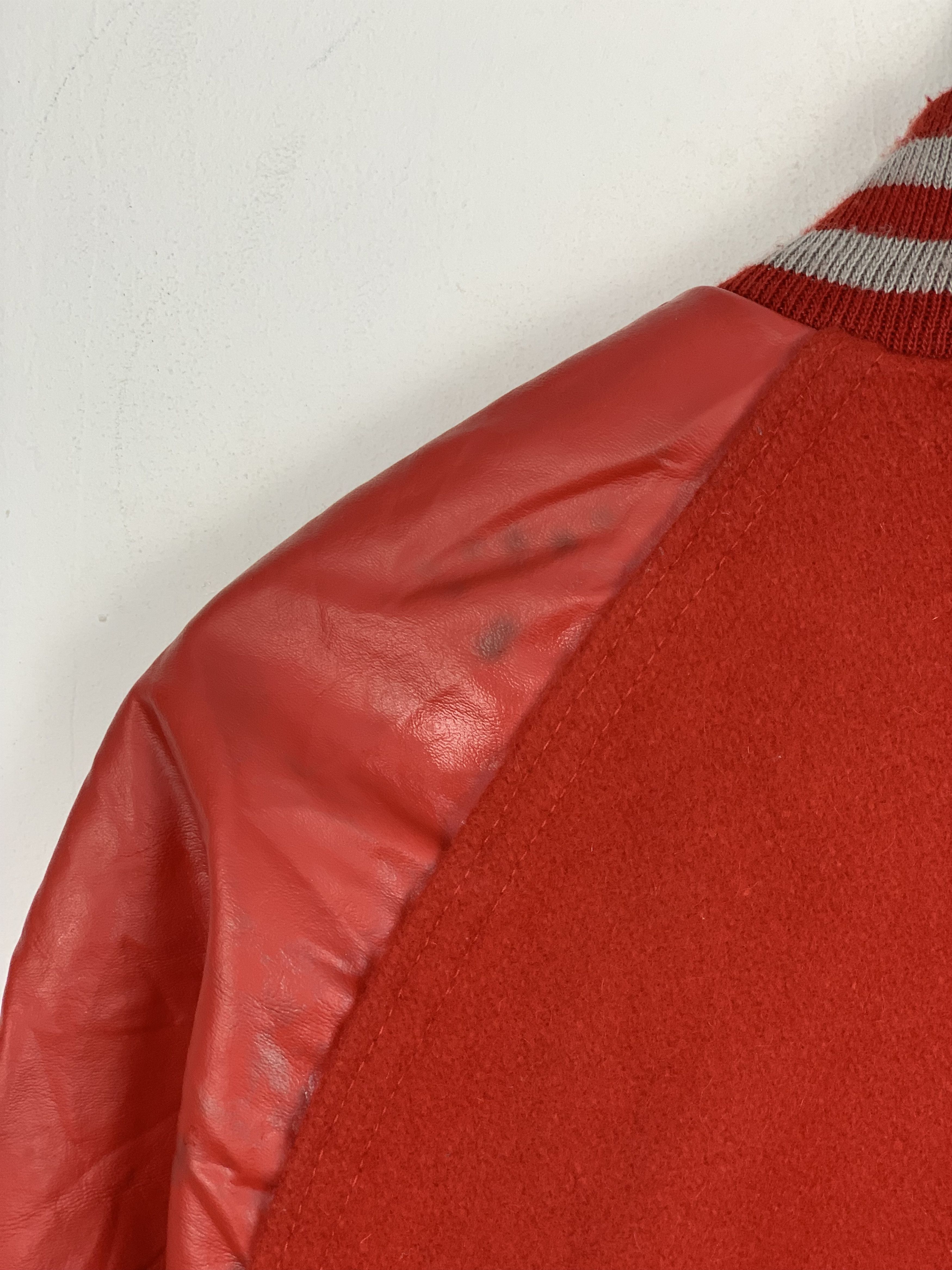 Holloway Vintage 80s Holloway Sleeve Leather Varsity Jacket Red V0504 Size US M / EU 48-50 / 2 - 9 Thumbnail