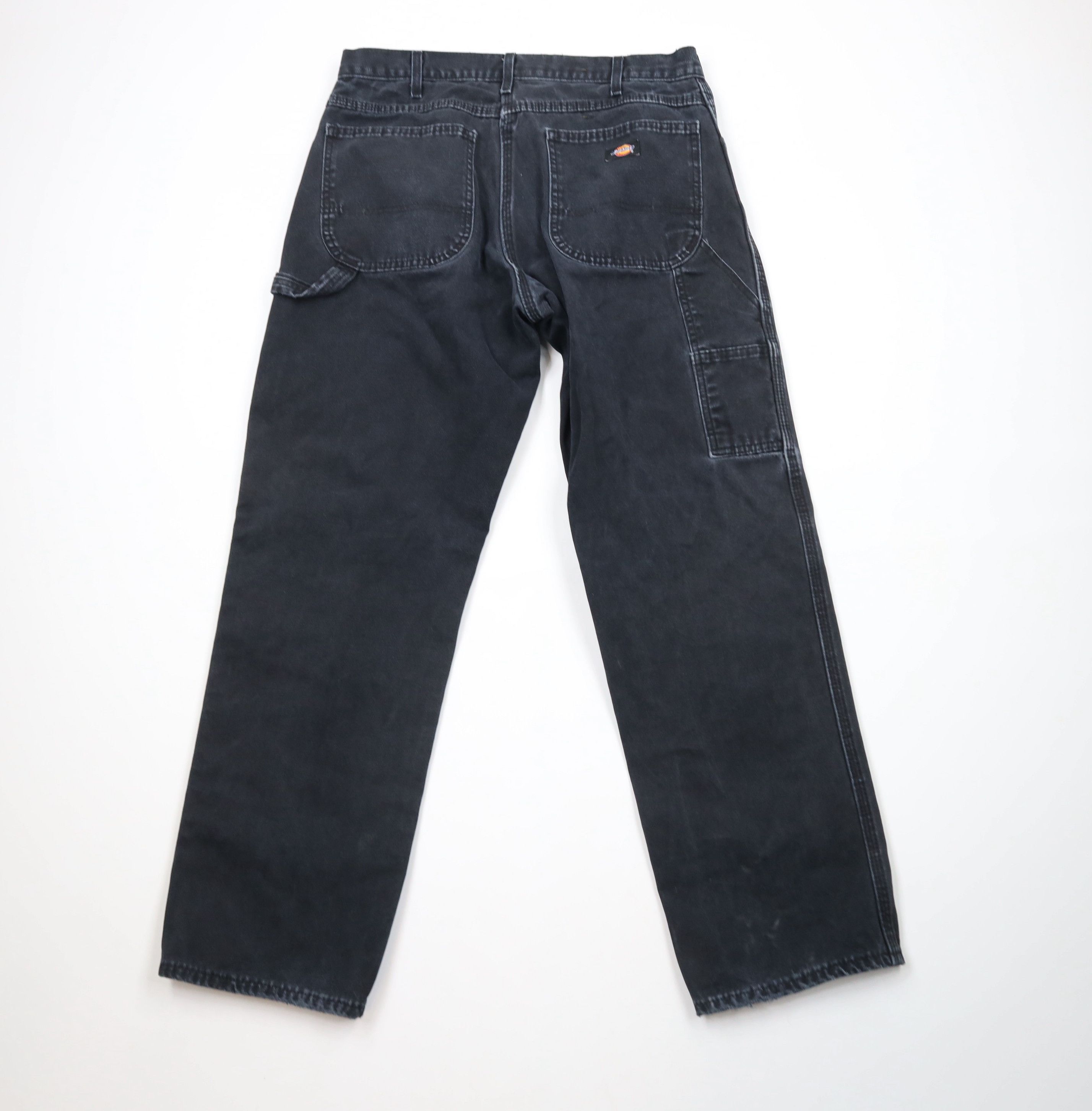 Dickies × Vintage Vintage Dickies Spell Wide Leg Canvas Dungaree Pants Black Size US 33 - 11 Thumbnail