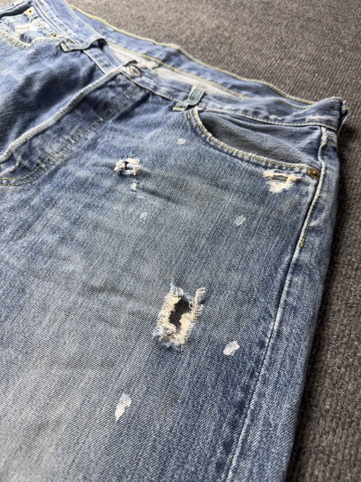 Levi's 00s Y2K Levis 501 Distressed Denim Jeans Vintage Wash Grunge Size US 34 / EU 50 - 19 Thumbnail