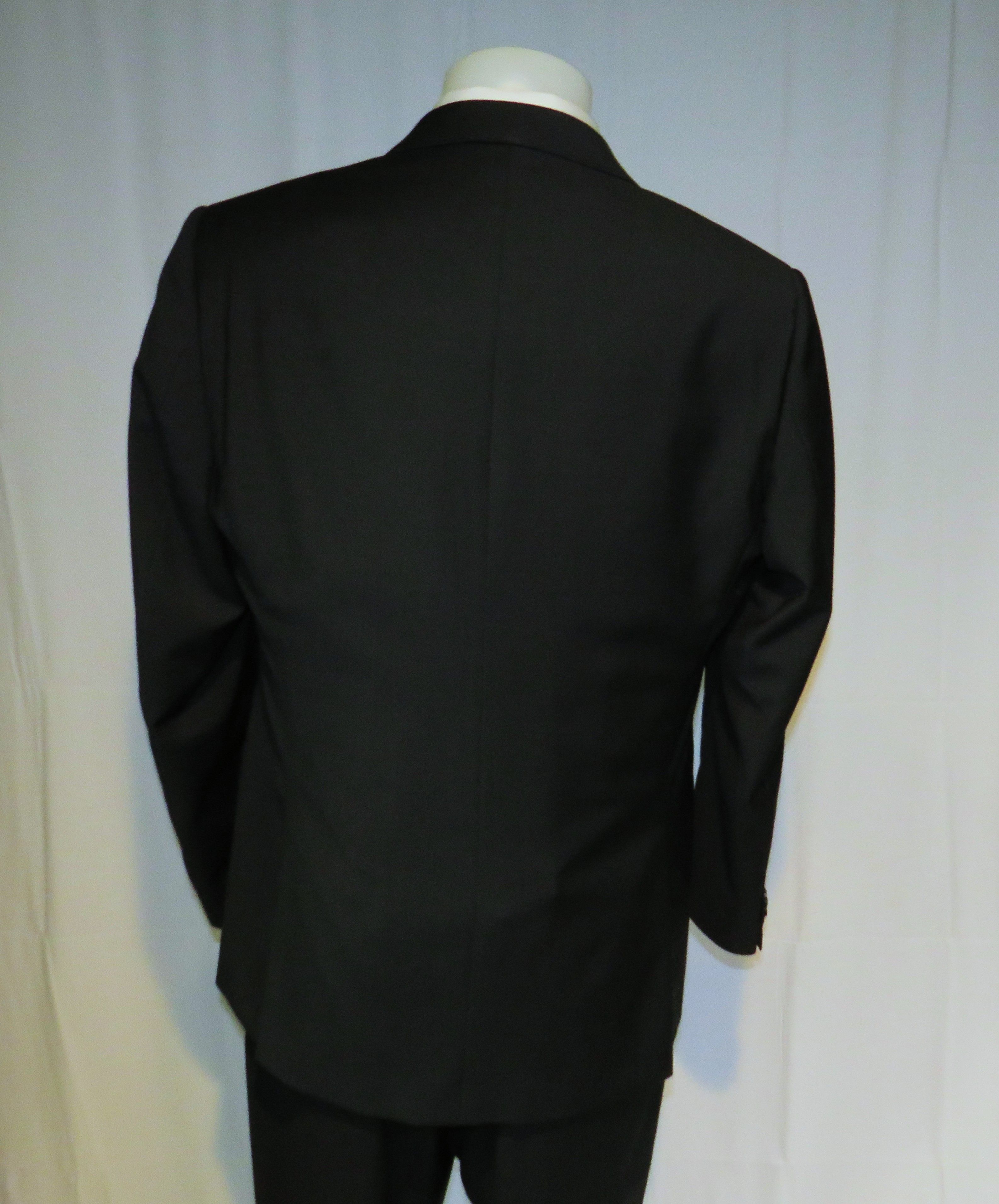 Valentino Solid Black Fleece Wool Two Button Suit 44 Size 44R - 10 Thumbnail