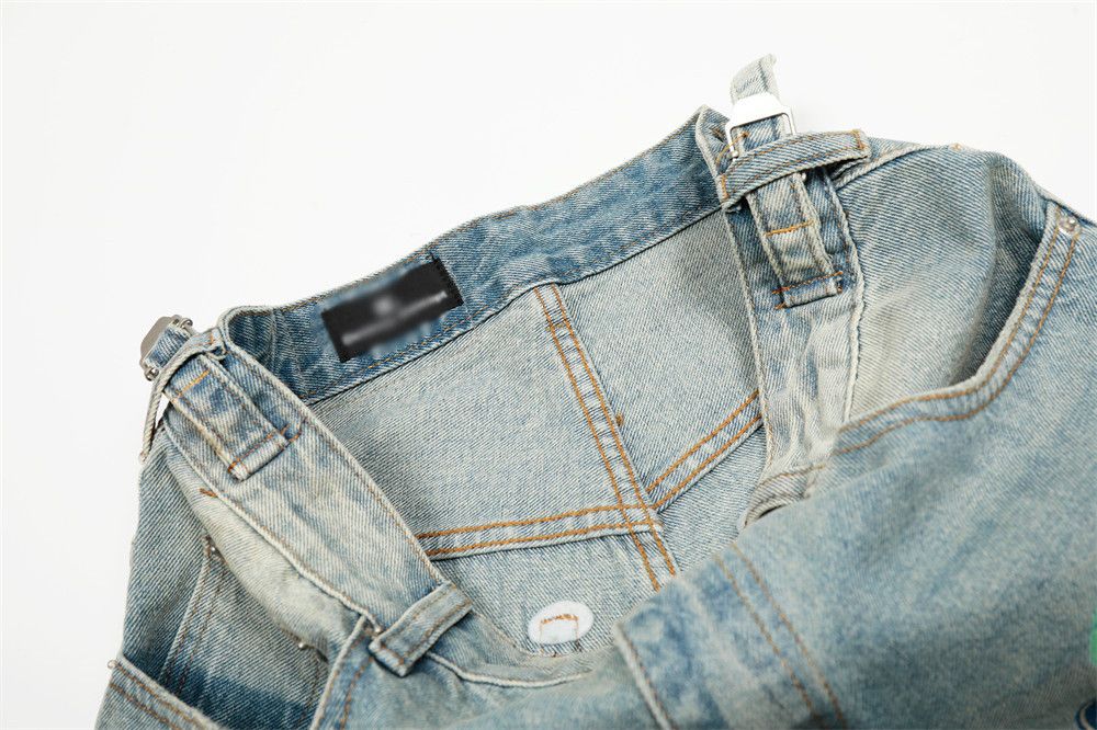 Jean Retro punk men's street loose fun cartoon print washed jeans Size US 32 / EU 48 - 4 Thumbnail