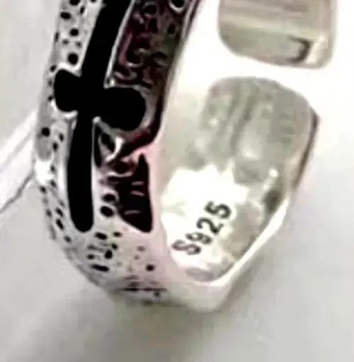High Sport × Japanese Brand × Ring Of Fire Vintage Goth 925 Silver Cross Ring Size ONE SIZE - 3 Thumbnail