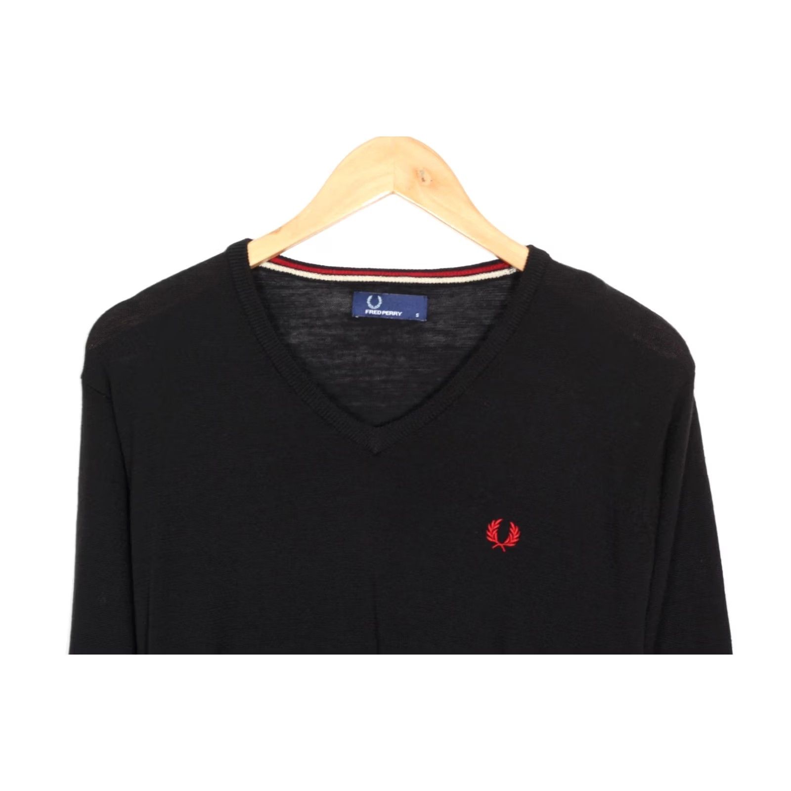 Fred Perry FRED PERRY V Neck Wool Jumper Sweater Men Size S VR3349 - Black - Knit - Pullover - Classic Size US S / EU 44-46 / 1 - 2 Thumbnail