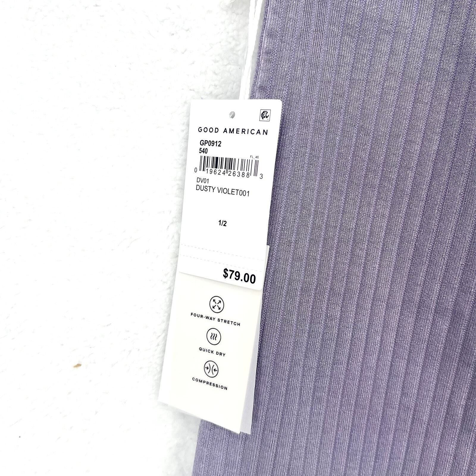 Good American Good American Ribbed Dusty Violet High Waisted Leggings S/M Size 25" / US 0 / IT 36 - 7 Thumbnail