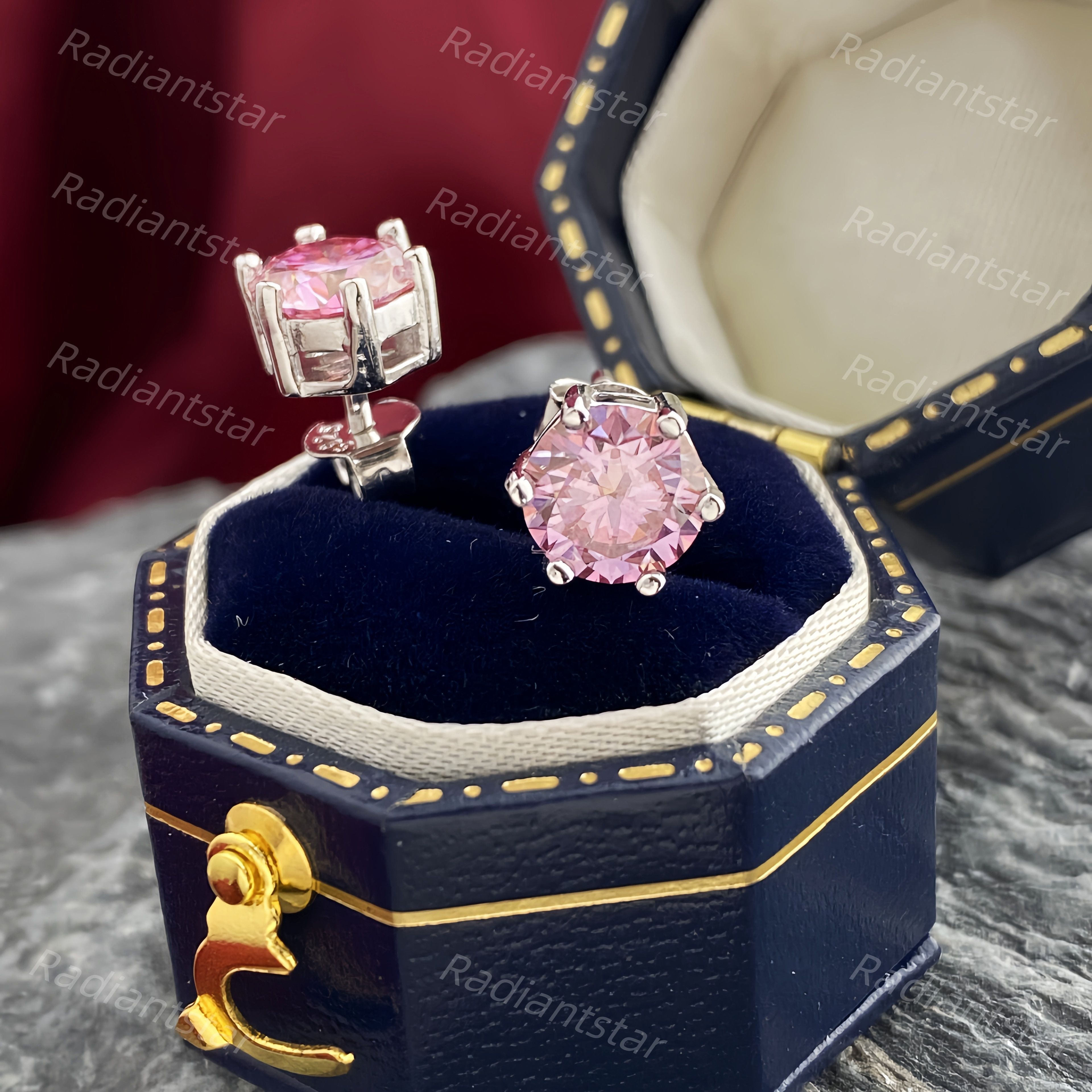 Other NEW 2ct. Pink Moissanite 6 Prone Solitaire Stud Earrings Size ONE SIZE - 4 Thumbnail