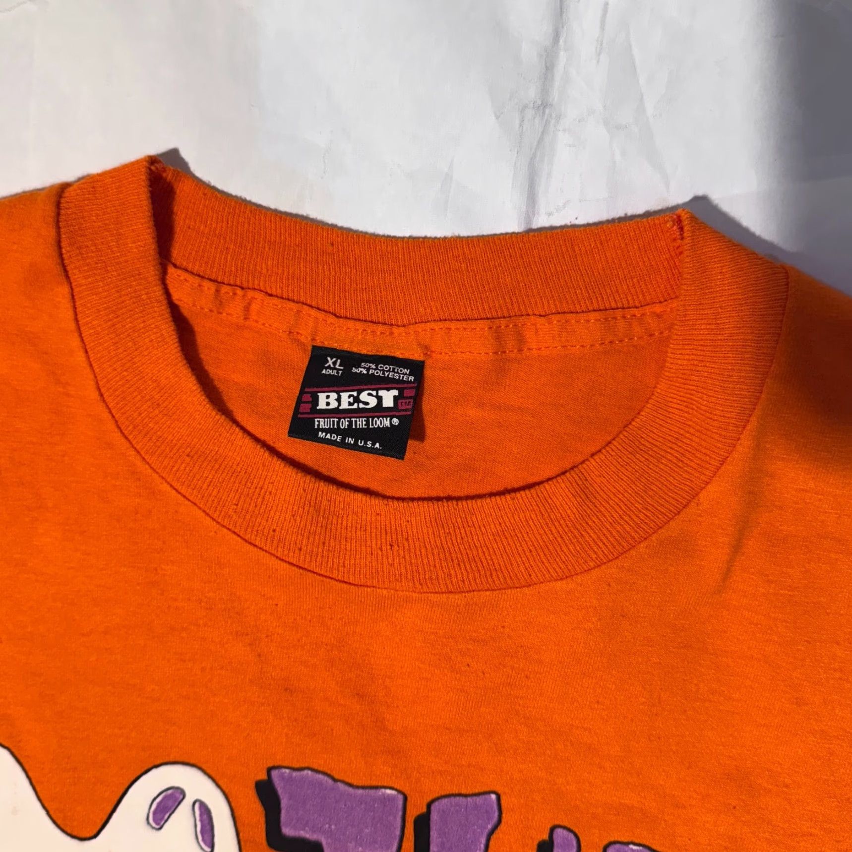 Fruit Of The Loom VINTAGE Fruit of the Loom T-Shirt Halloween Logo Short Sleeve Crew Neck XL Orange Unisex Adults Size US XL / EU 56 / 4 - 2 Thumbnail