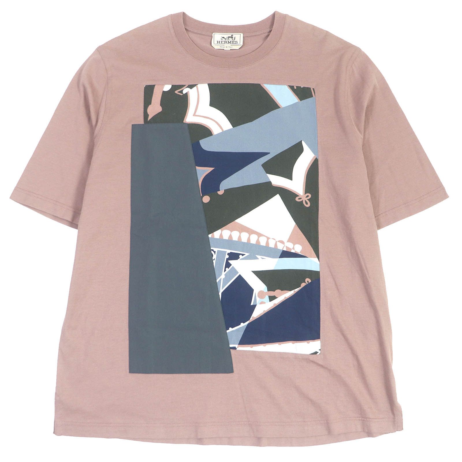 Hermes Hermes Hermes Cotton Silk Crew Neck T-Shirt Smokey Pink M 