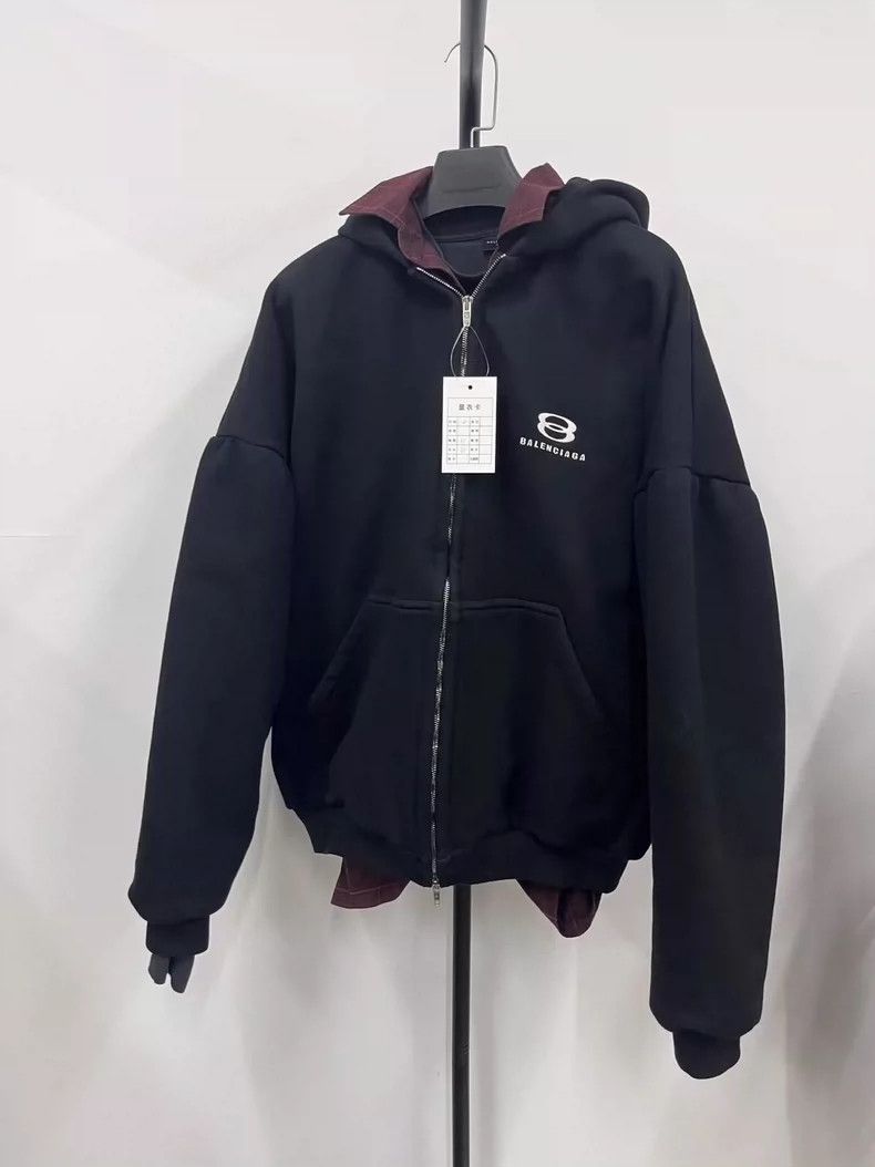 Balenciaga Logo Print Hooded Jacket - dmc