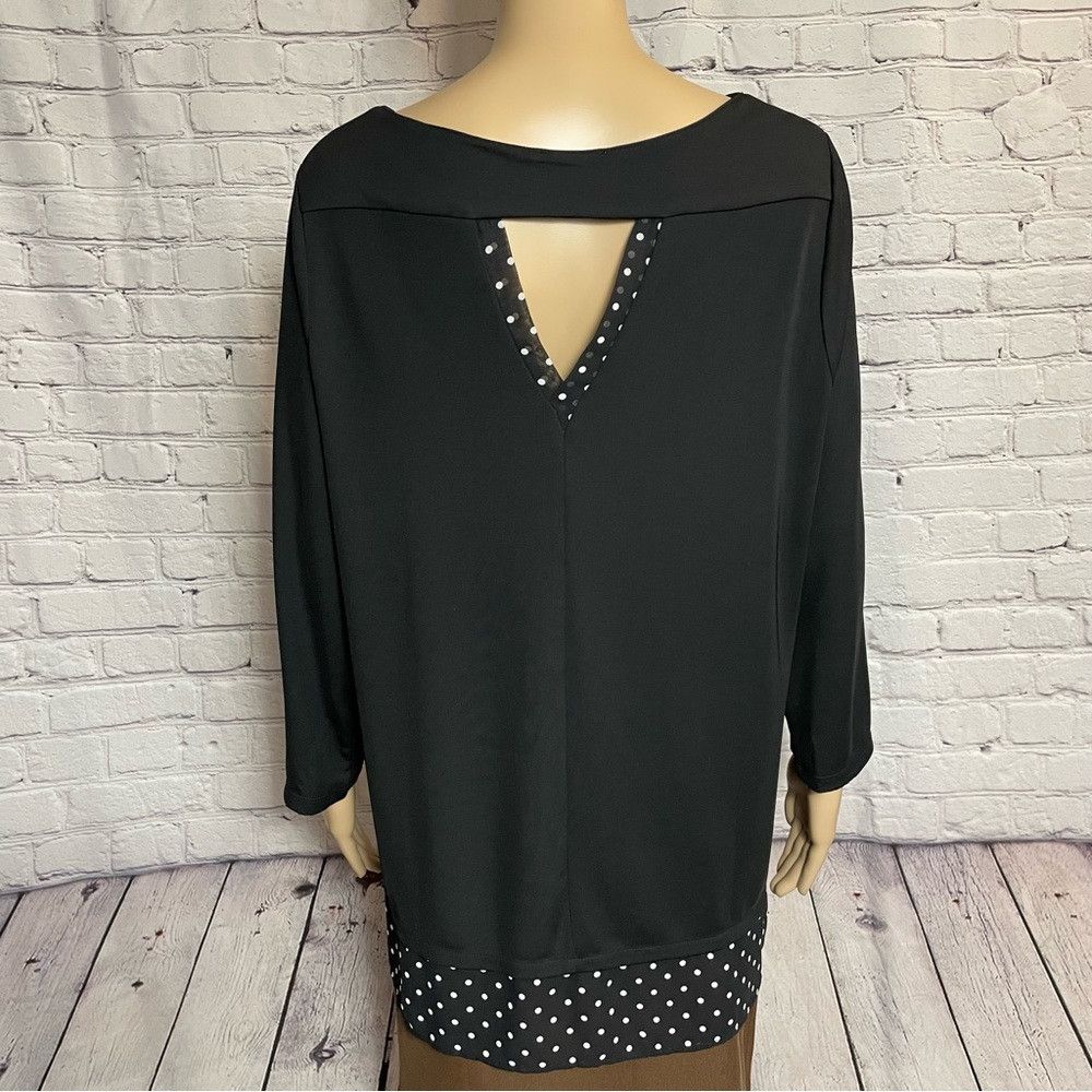 Other Susan Graver Premier Black With Polka Dot Trim Tunic Top Si Size L / US 10 / IT 46 - 5 Thumbnail