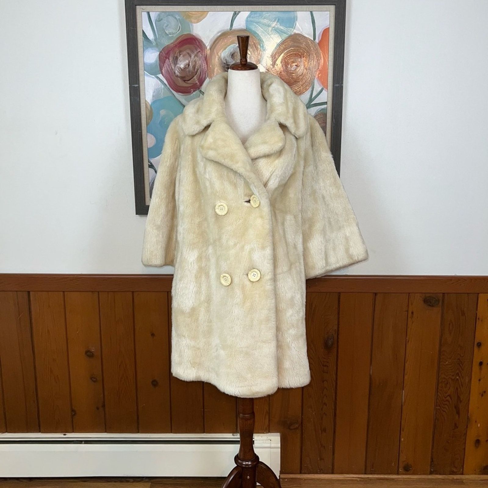 Vintage Funky Vintage 1960s/70s Alatia Almanac Faux Fur Coat! Size L / US 10 / IT 46 - 2 Thumbnail