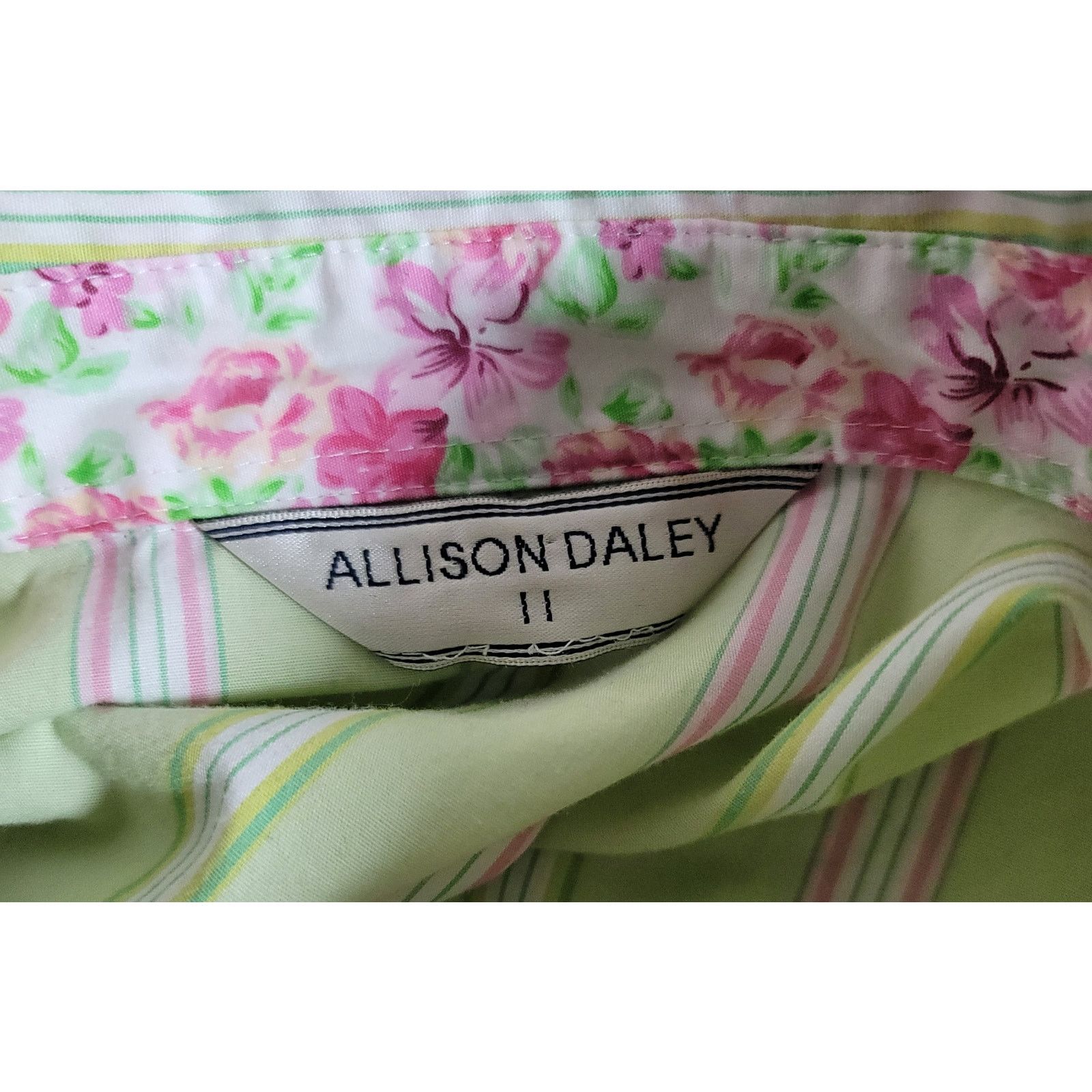 Other Allison Daley Green Pink Strip Button Up Top XXL 3/4 Sleeves Size XXL / US 16-18 / IT 52-54 - 2 Thumbnail
