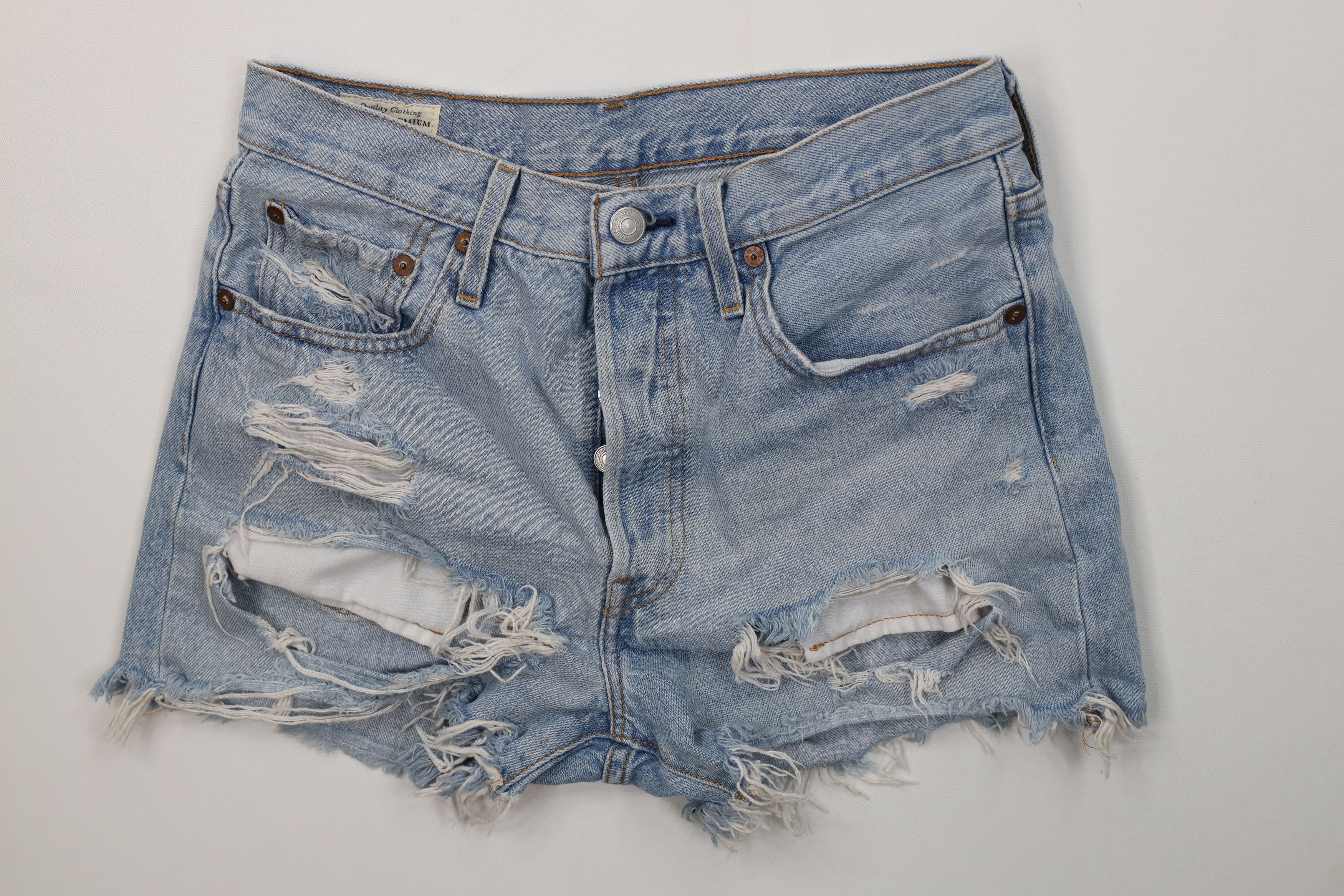 Levi's Vintage Y2K Levis 501xx Fly Cut Off Denim Jean Shorts Blue Size 26" / US 2 / IT 38 - 1 Thumbnail