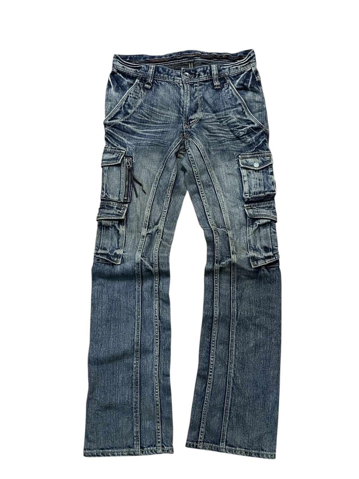 Nicole Club Nicole Club For Men Flare Multi Pocket Bondage Denim Jeans Size US 32 / EU 48 - 1 Thumbnail