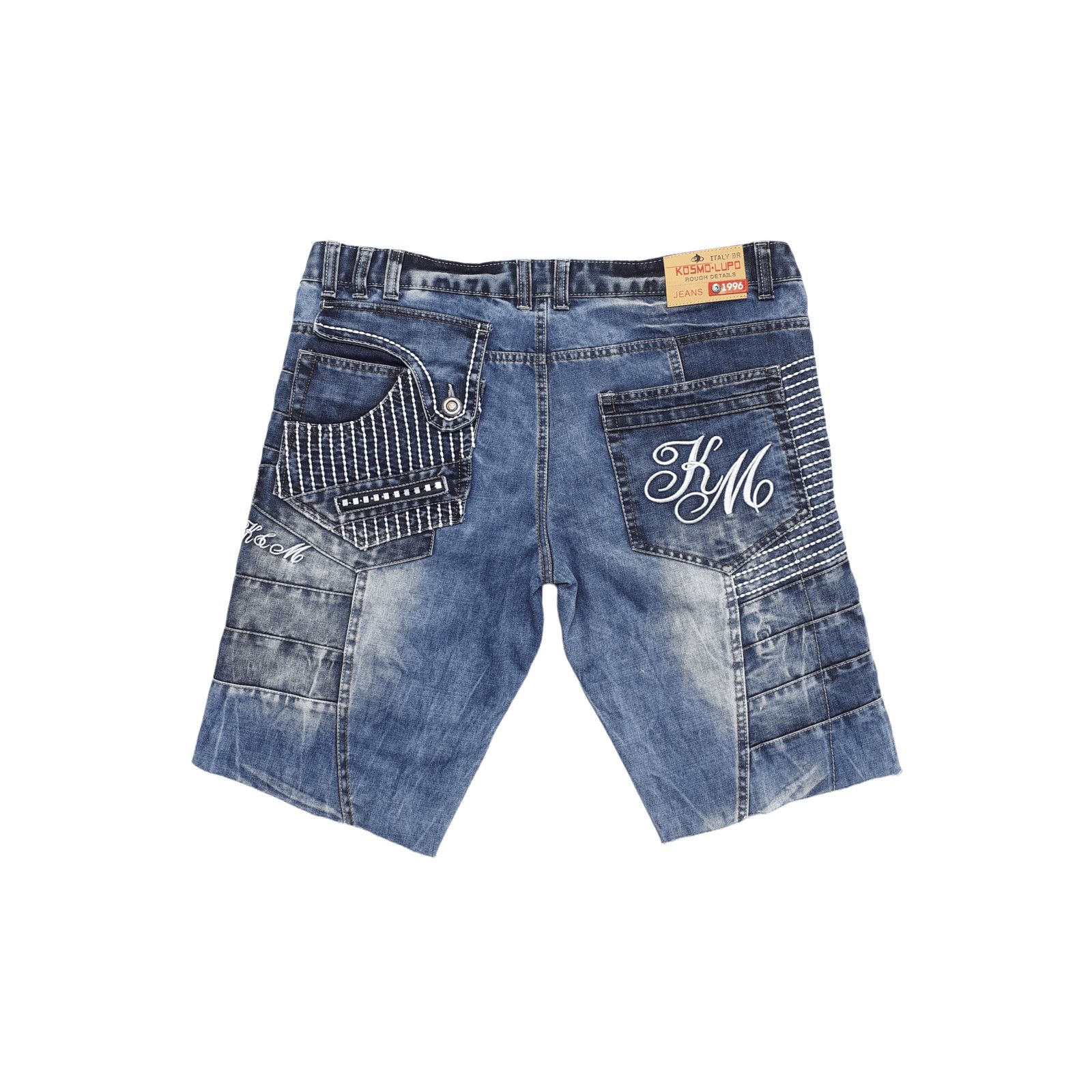 Vintage Vintage Kosmo Lupo Y2K Patchwork Multi Pocket Denim Shorts Size US 38 / EU 54 - 2 Thumbnail