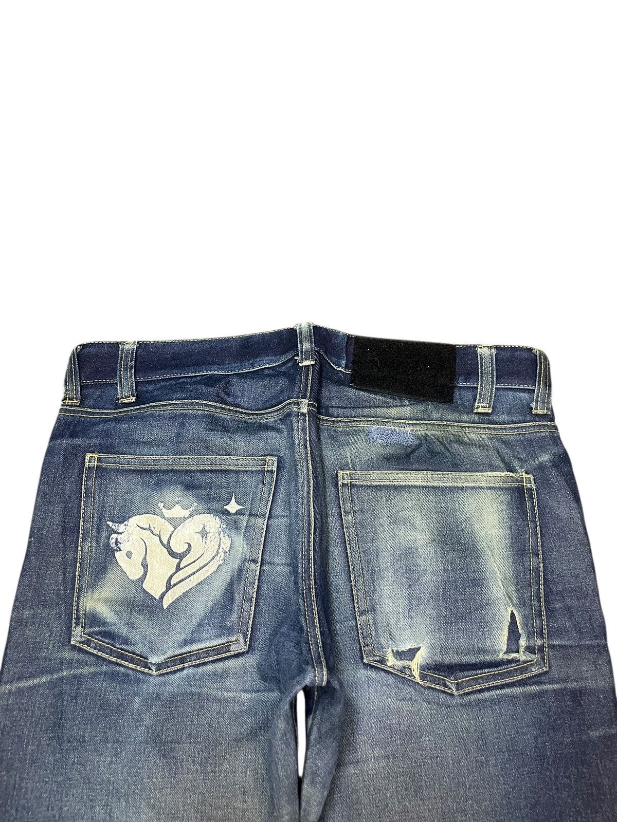 Hook-Ups Vintage Idol Master Love Unicorn Mud Wash Distress Jeans Size 34" / US 12 / IT 48 - 4 Thumbnail