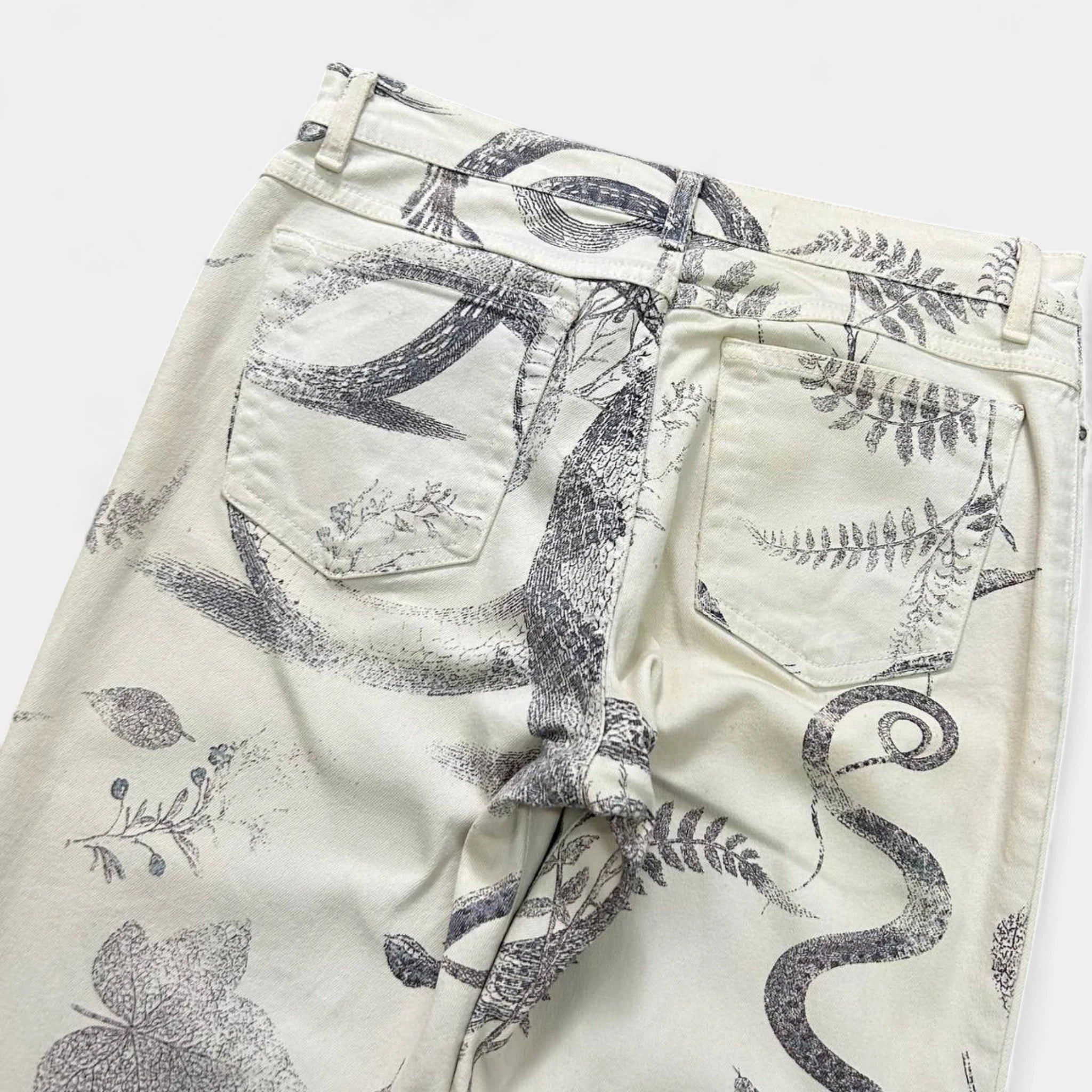 Just Cavalli Just Cavalli SS04 Serpent Botanical Print Flare Jeans Size US 27 - 7 Thumbnail