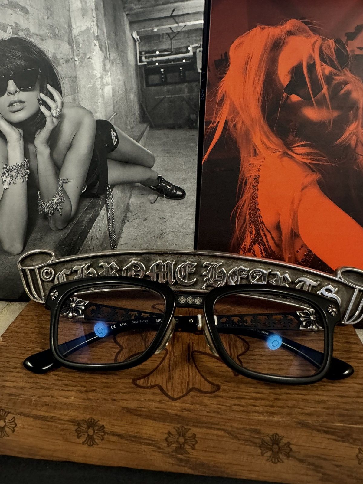 Pre-owned Chrome Hearts Instabone Glasses In Black/silver