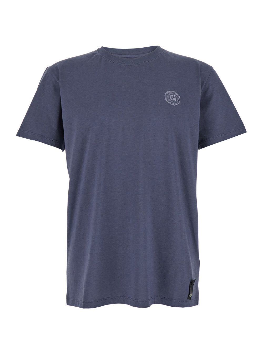 Fendi Blue Crewneck T-Shirt with Logo Print on the Front and Logo Patch on the Rear in Cotton Man Size US L / EU 52-54 / 3 - 1 Thumbnail