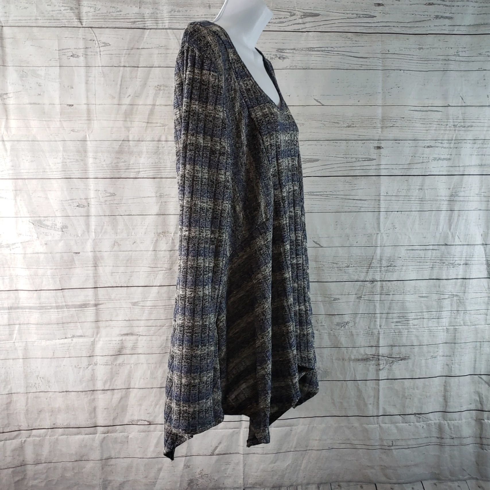Vintage Knox Rose Womens Blouse Long Sleeve Scoop Neck Blue Gray SZ L Ribbed Top Size L / US 10 / IT 46 - 3 Thumbnail