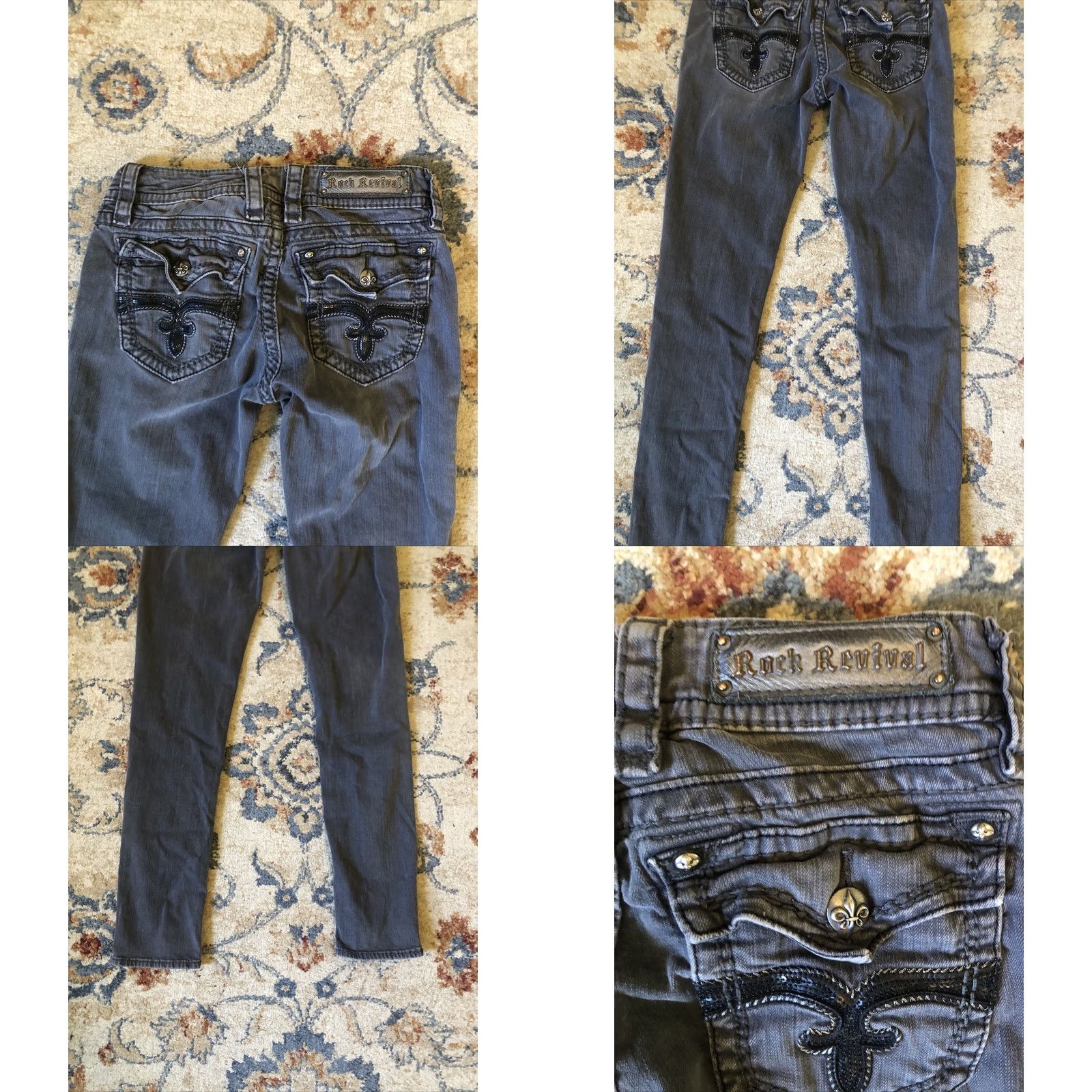 Vintage Rock Revival Jeans Women's Gray Size 29 Celine Skinny Size 29" - 8 Thumbnail
