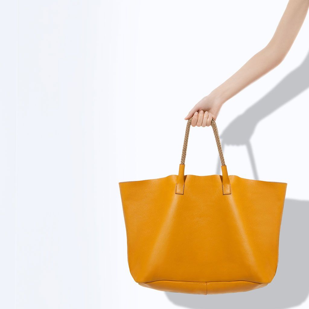 Zara Zara Leather Shopping Large removable Zipper Mesh Insert Bag Size ONE SIZE - 5 Thumbnail