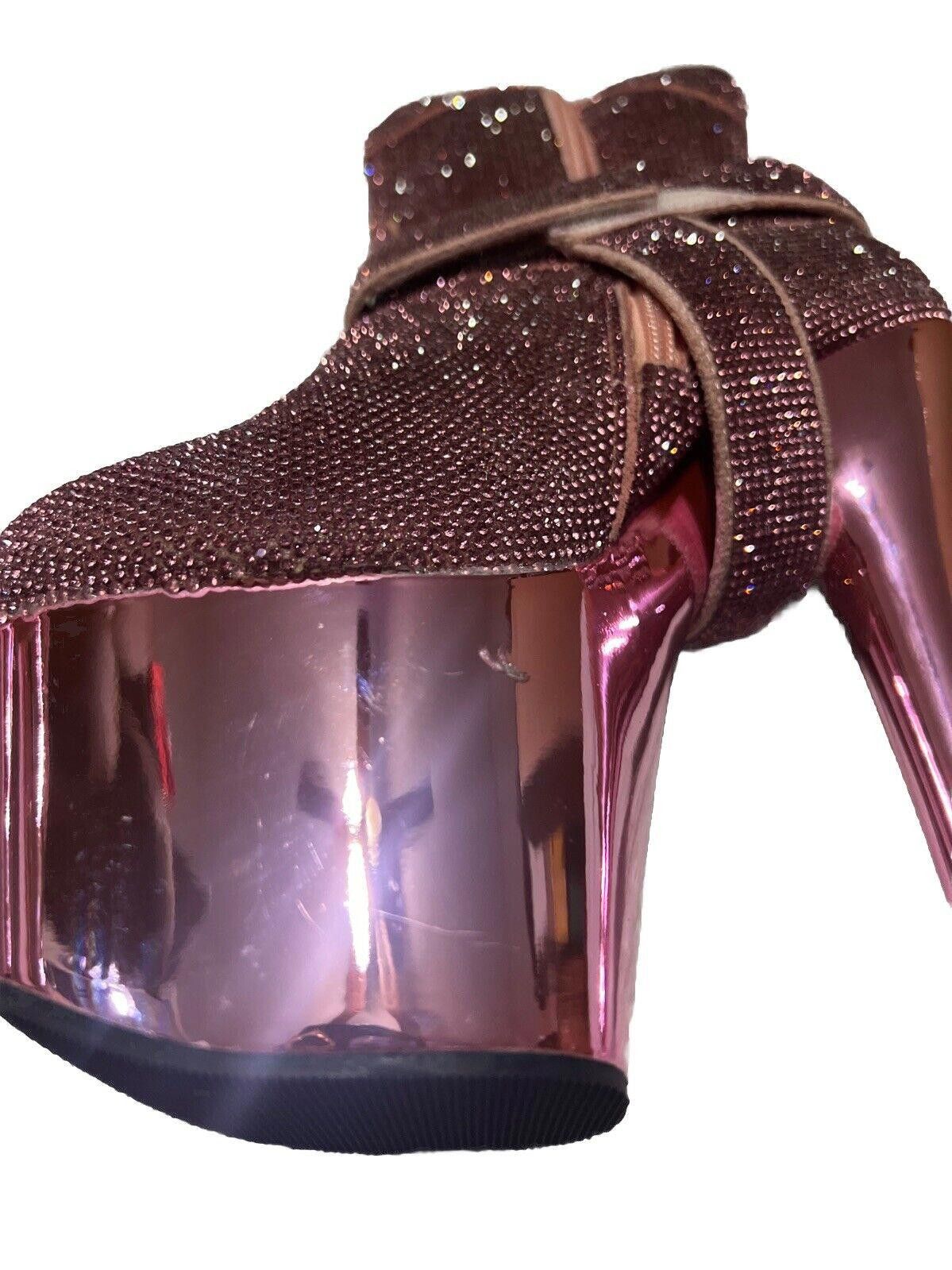 Pleasures 7 Inch Heel Adore Baby Pink Rhinestone Platforms - DAMAGED Size US 6 / IT 36 - 5 Thumbnail