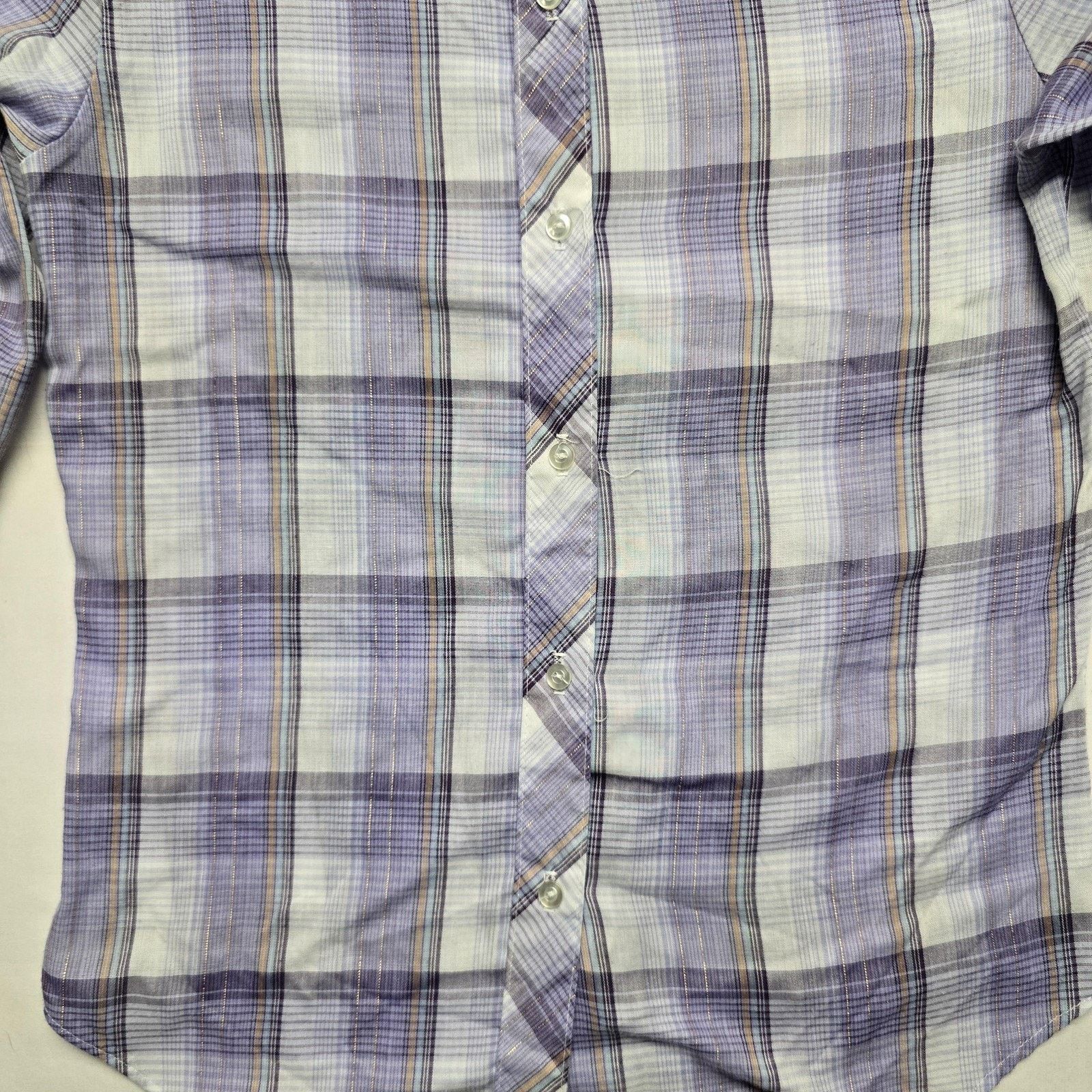 Vintage Vintage Accent Shirt S Purple Plaid Lurex Button Down 80s Size S / US 4 / IT 40 - 4 Thumbnail