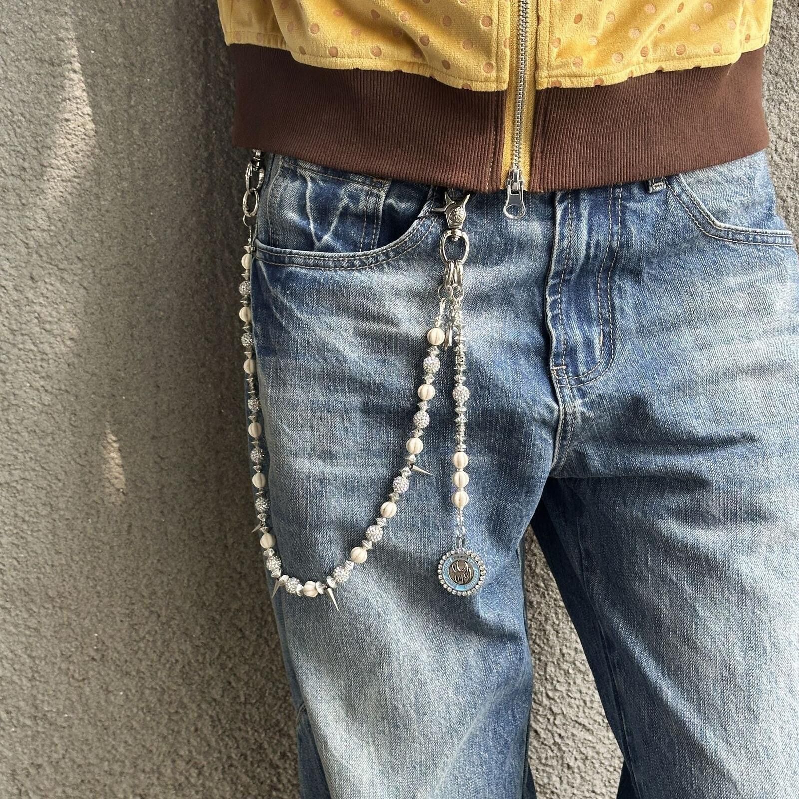Other White Stone Thorn Crystal Bead Chain | Punk Street Waist Size ONE SIZE - 1 Thumbnail