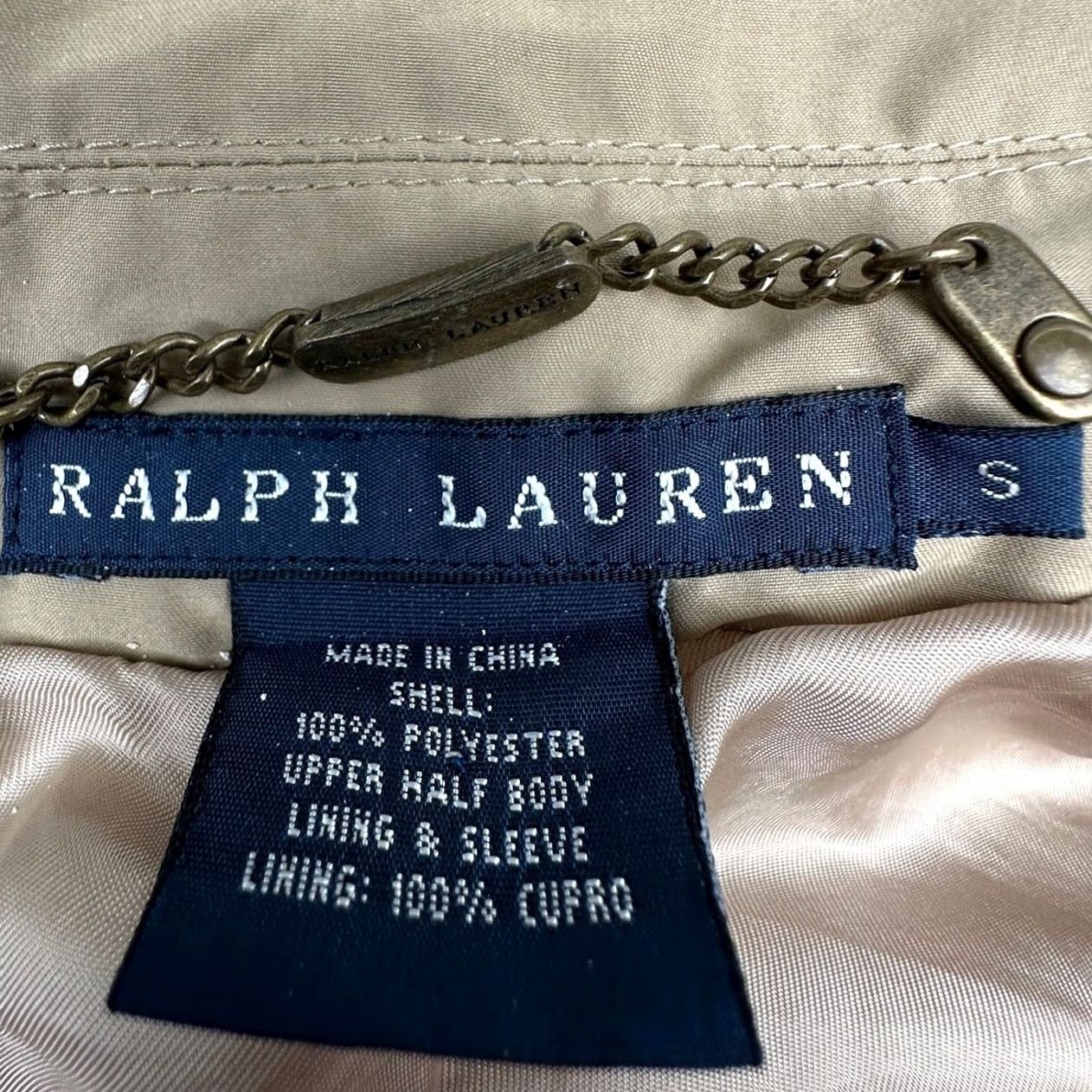 Ralph Lauren Ralph Lauren Windbreaker Long Coat Womens Small Beige Polyester Button Jacket Size S / US 4 / IT 40 - 3 Thumbnail