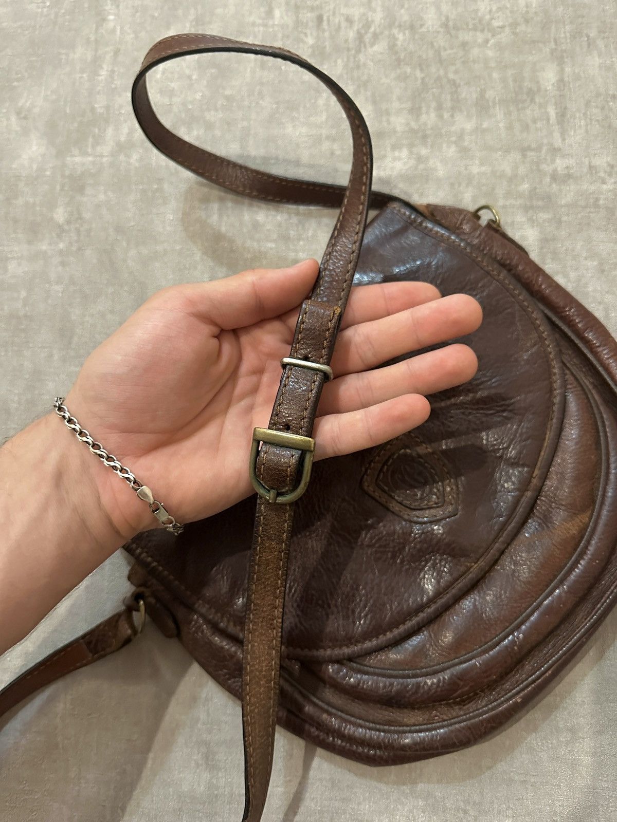 Vintage Vintage Leather Messenger Distressed Brown Handmade Bag Size ONE SIZE - 12 Thumbnail