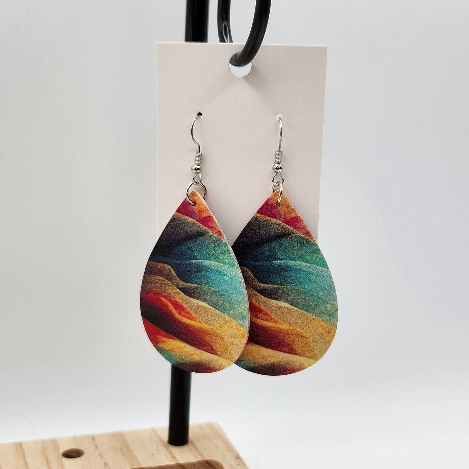 Other Multi-Colored Faux Leather Teardrop Earrings New Size ONE SIZE - 3 Thumbnail
