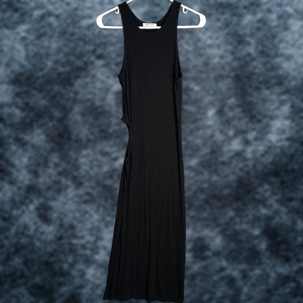 Sandy Liang Sandy Liang Black Ribbed Cut-Out Maxi Dress Sleeveless Adult Medium Womens Size M / US 6-8 / IT 42-44 - 1 Thumbnail