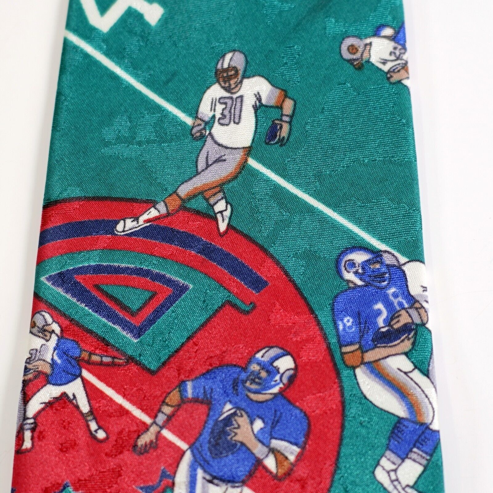 Designer American Sports Football Jacquard Print Green Blue Red Short Size ONE SIZE - 3 Thumbnail