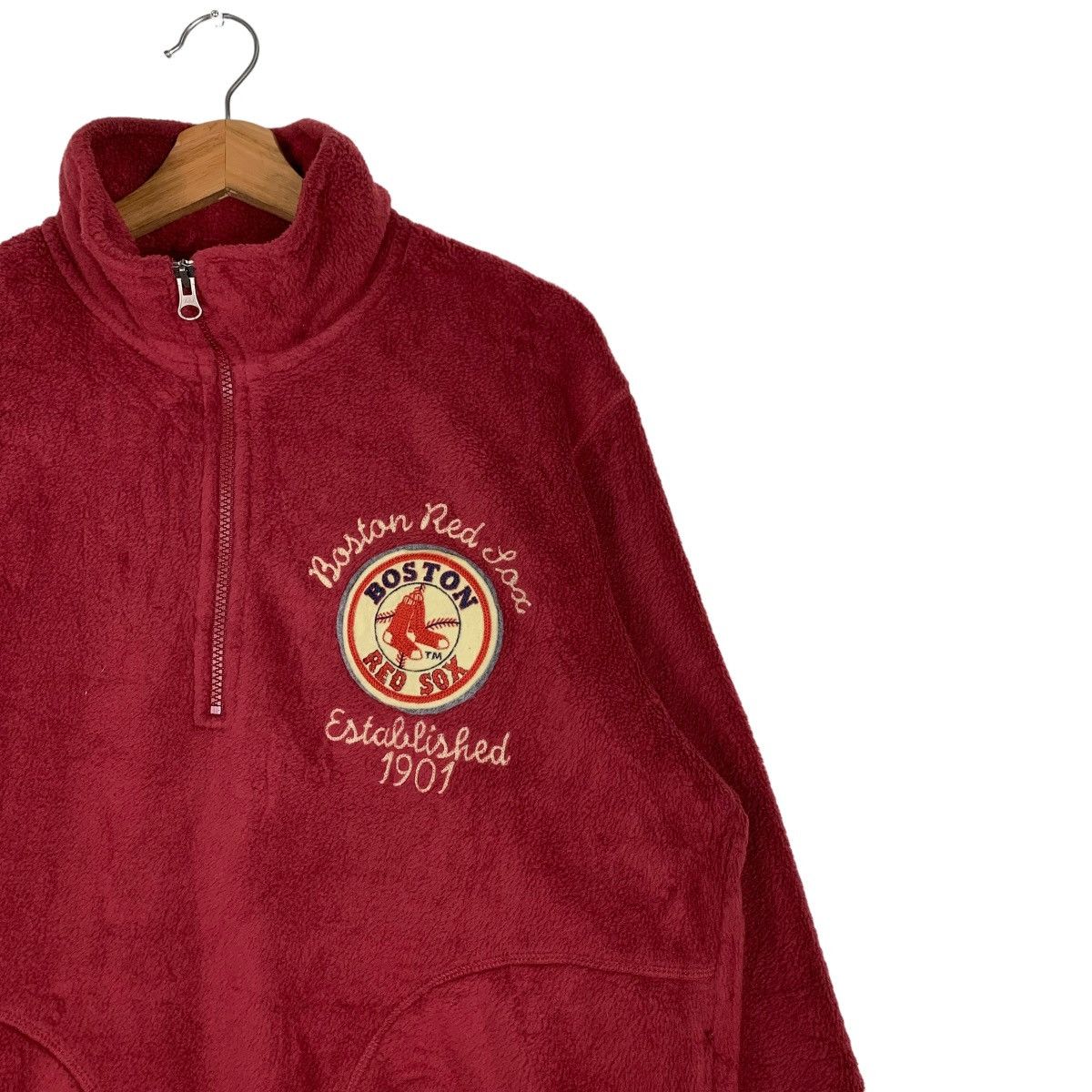 Japanese Brand MLB BOSTON RED SOX Half Zip Turtle Neck Fleece #0044-C3 Size US XL / EU 56 / 4 - 8 Thumbnail
