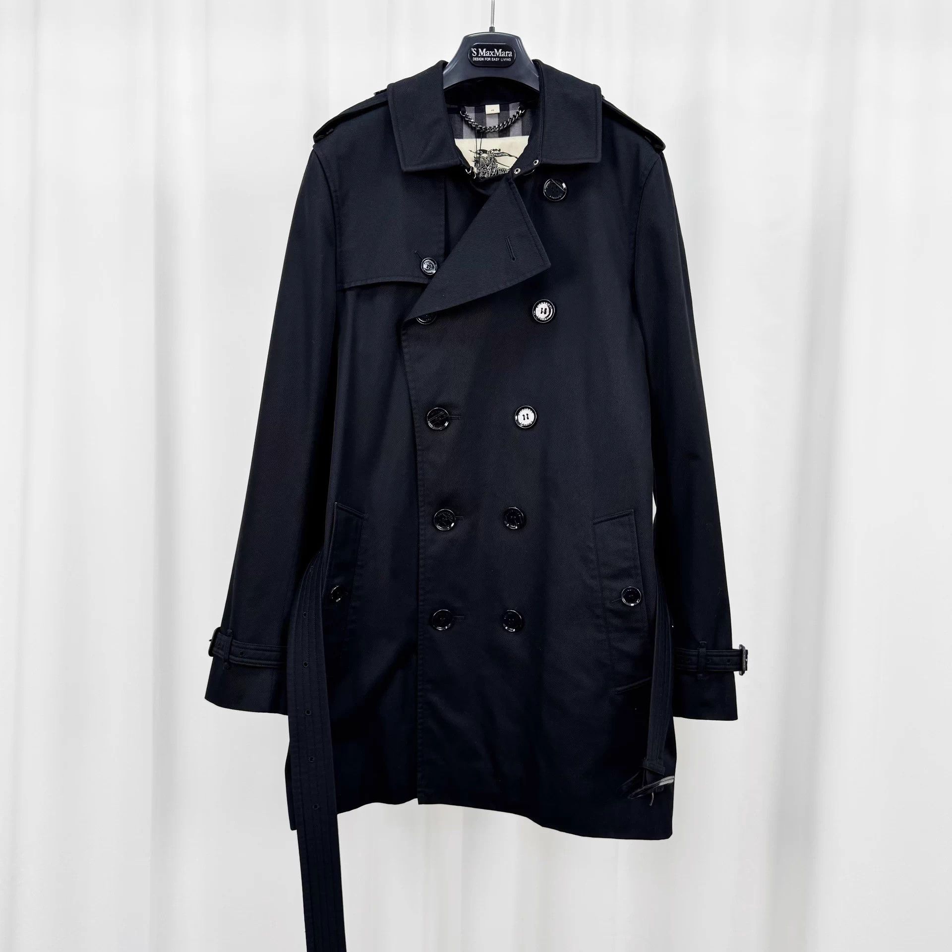 Burberry Burberry Black Double Breasted Check Lined Trench 48 99 New Size XL / US 12-14 / IT 48-50 - 1 Thumbnail