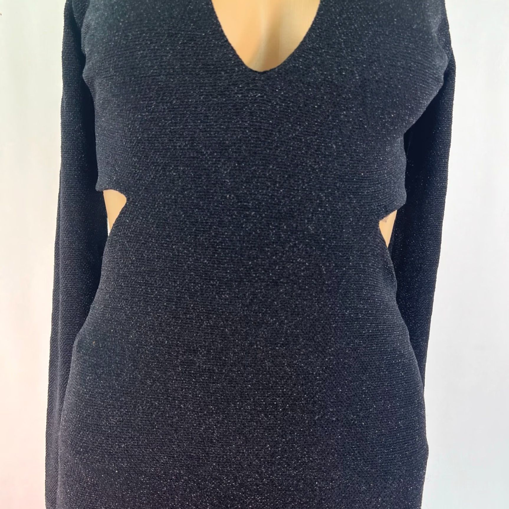 Express VINTAGE Express Long Sleeve Cut Out Dress Womens 2 Black Size XS / US 0-2 / IT 36-38 - 3 Thumbnail