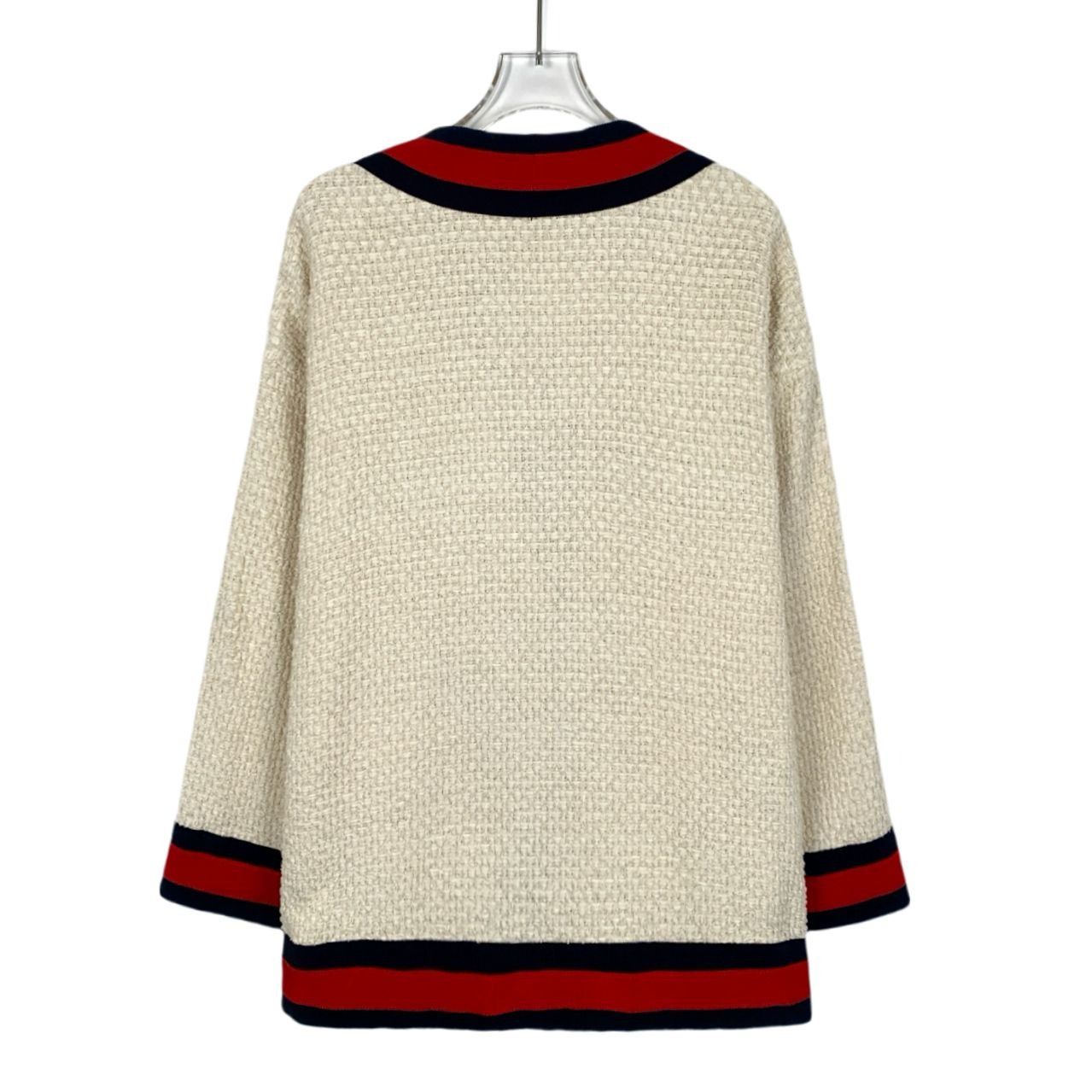 Gucci Gucci Beige Pearl Buckle Striped Cotton V-Neck Long Sleeve K Size XS / US 0-2 / IT 36-38 - 8 Thumbnail
