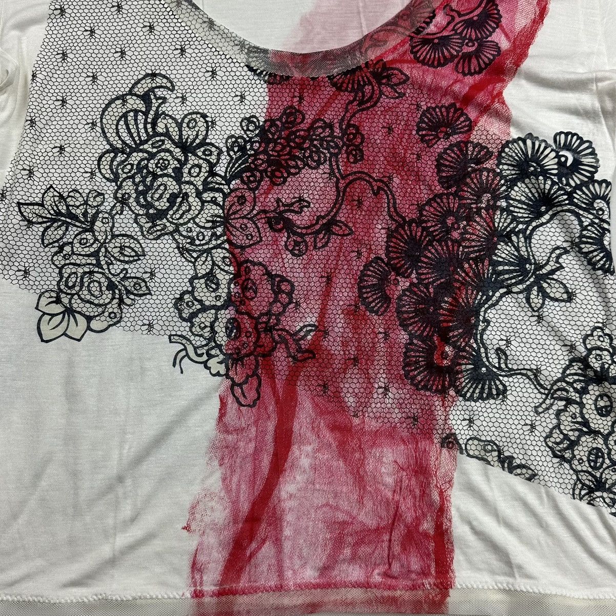 Dior SS06 Christian Dior By John Galliano Floral Mesh T-Shirt Size L / US 10 / IT 46 - 7 Thumbnail