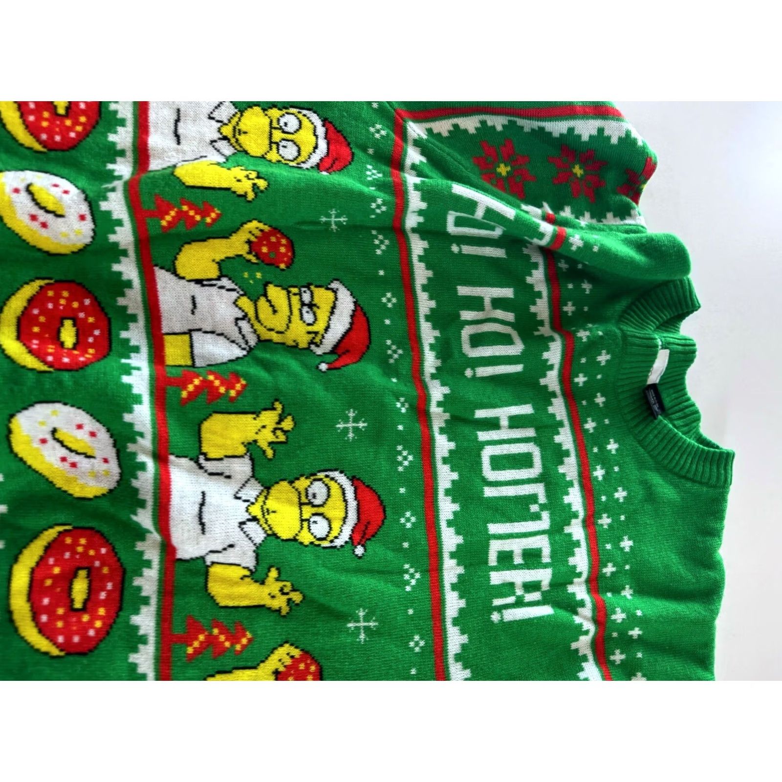 Vintage The Simpsons Ho Ho Donut Christmas SWEATER Medium M Shirt Mens Size US M / EU 48-50 / 2 - 4 Thumbnail