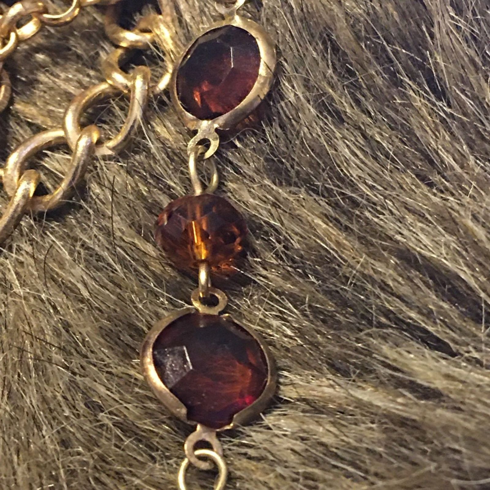 Jewelry Triple strand gold tone chain topaz necklace Size ONE SIZE - 4 Thumbnail