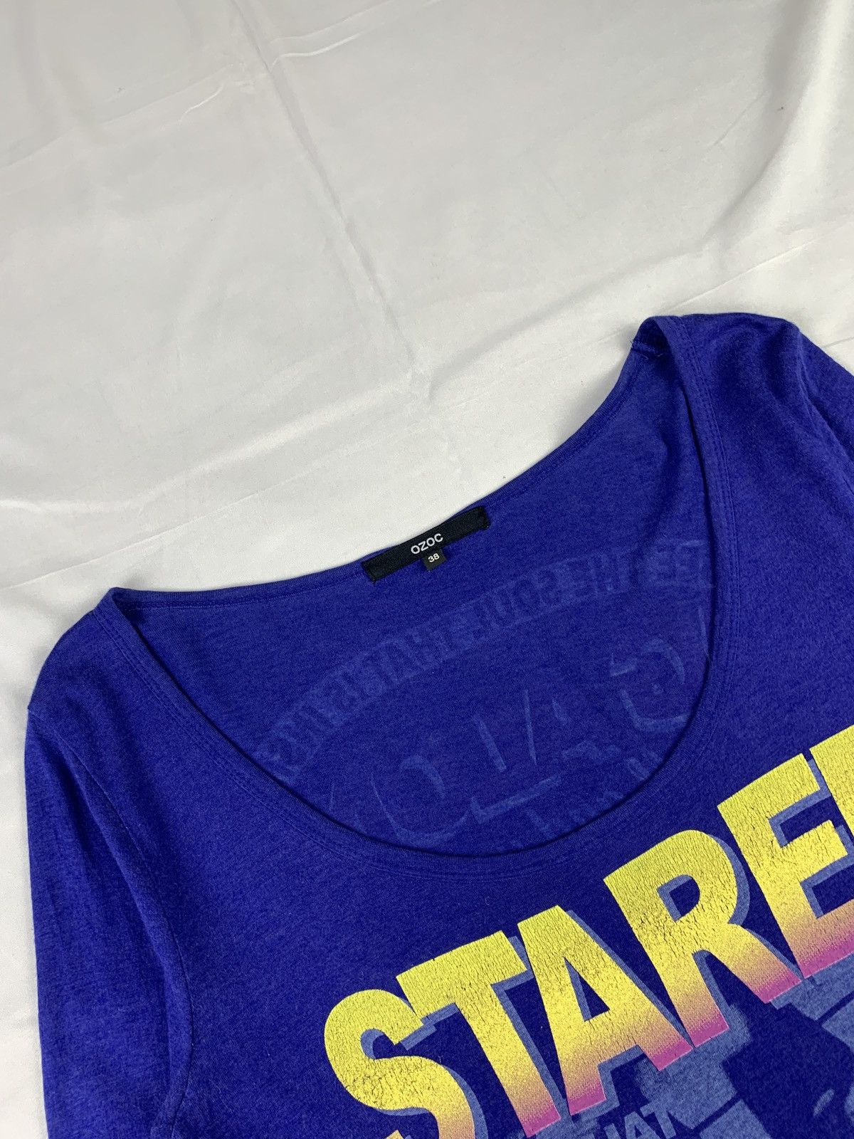 Japanese Brand y2k Ozoc Japan Blue Poem Graphic Wide Neck Longsleeve Top Size M / US 6-8 / IT 42-44 - 9 Thumbnail