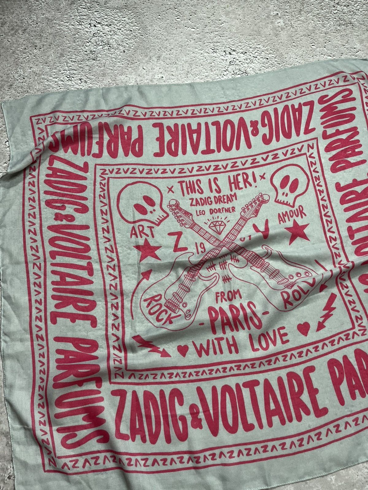 Zadig & Voltaire Zadig & Voltaire 90x90cm Bandana Scarf Pink Rock Graphic Size ONE SIZE - 3 Thumbnail