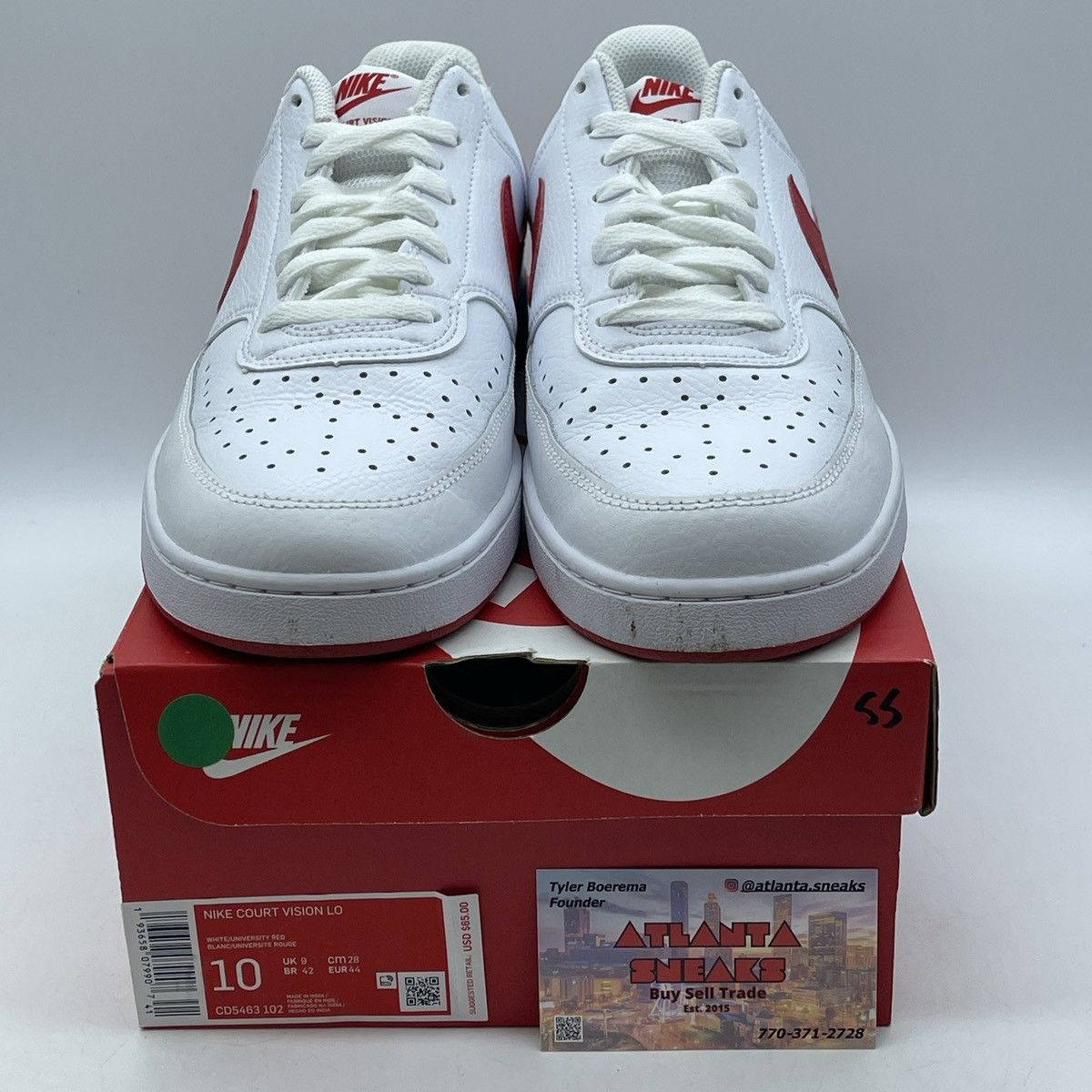 Nike Court vision low white university red Size US 10 / EU 43 - 2 Thumbnail