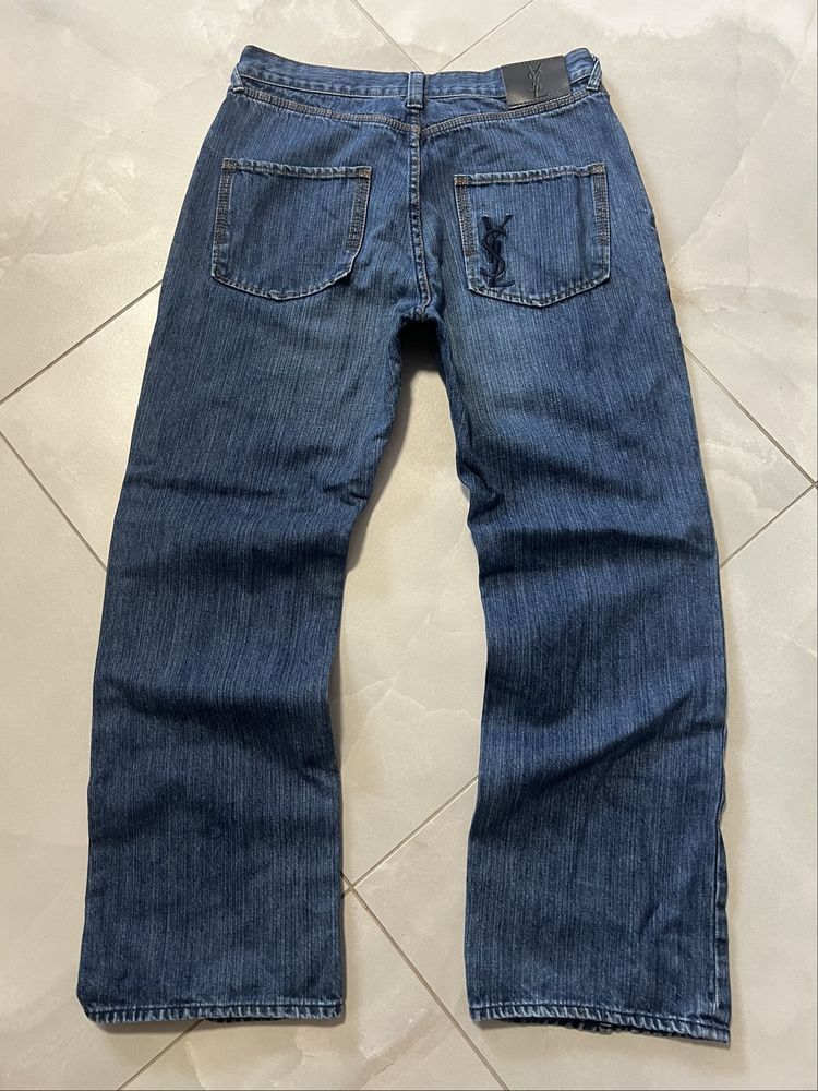 Yves Saint Laurent Vintage YSL Denim Logo Pants Size US 32 / EU 48 - 2 Thumbnail